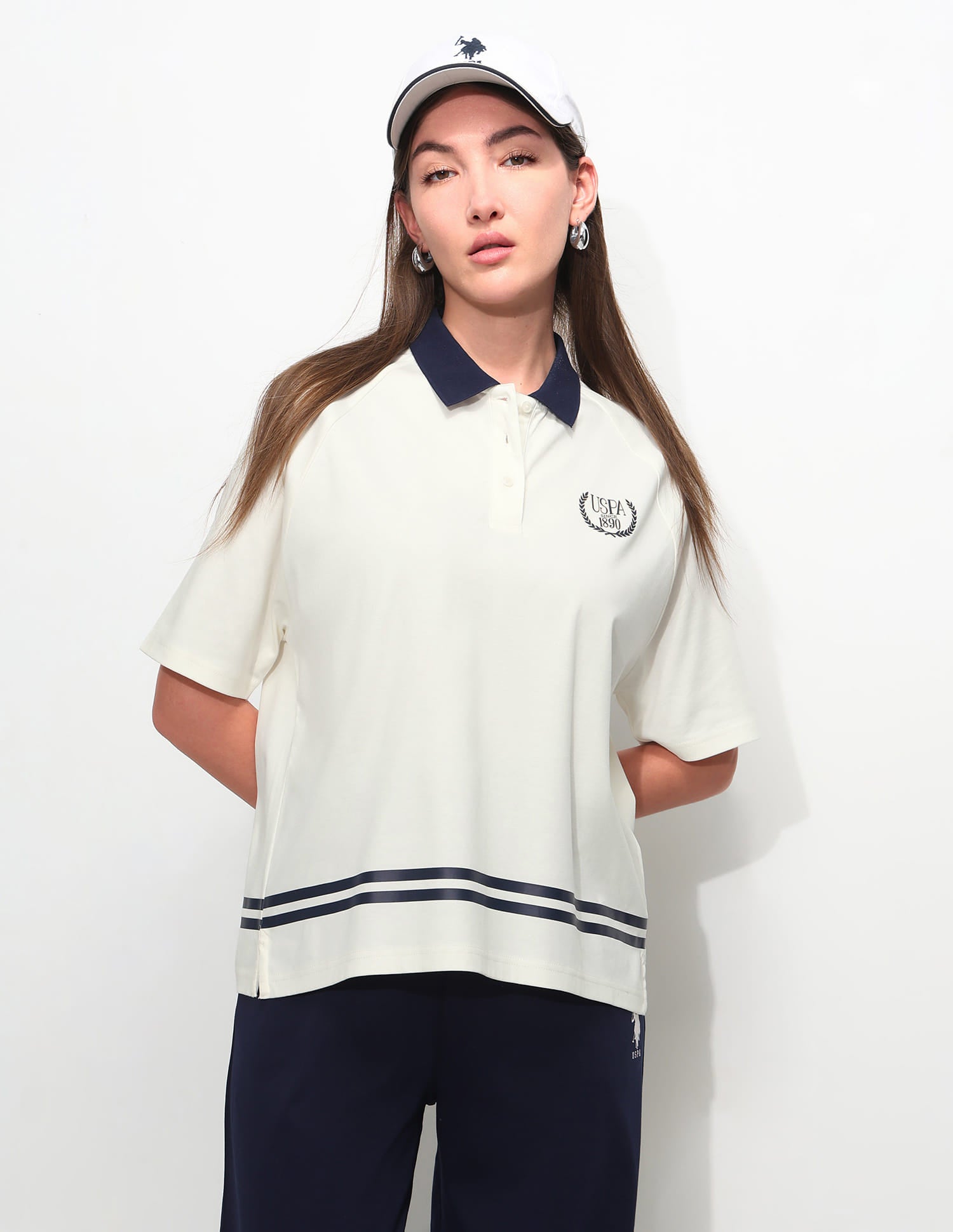 Oversized Solid Polo Shirt