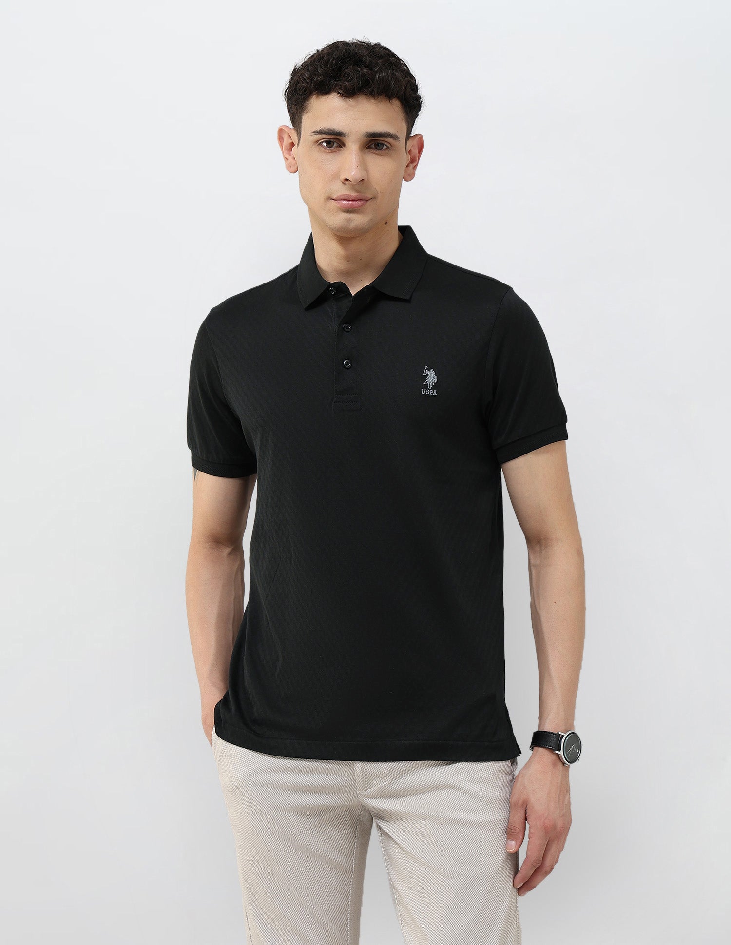 Textured Slim Fit Polo Shirt