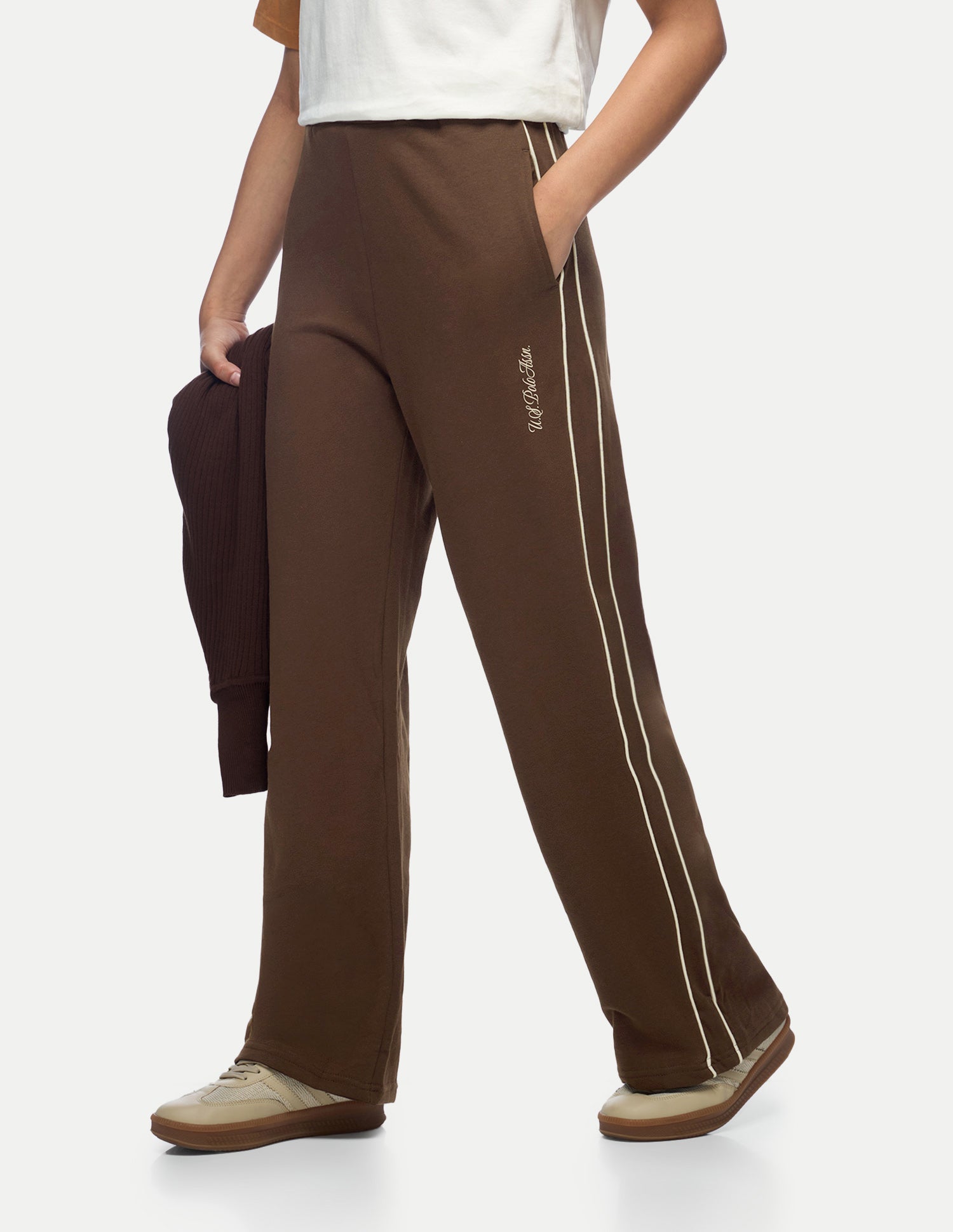 High Rise Straight Trousers Brown - U.S. Polo Assn. India | Large