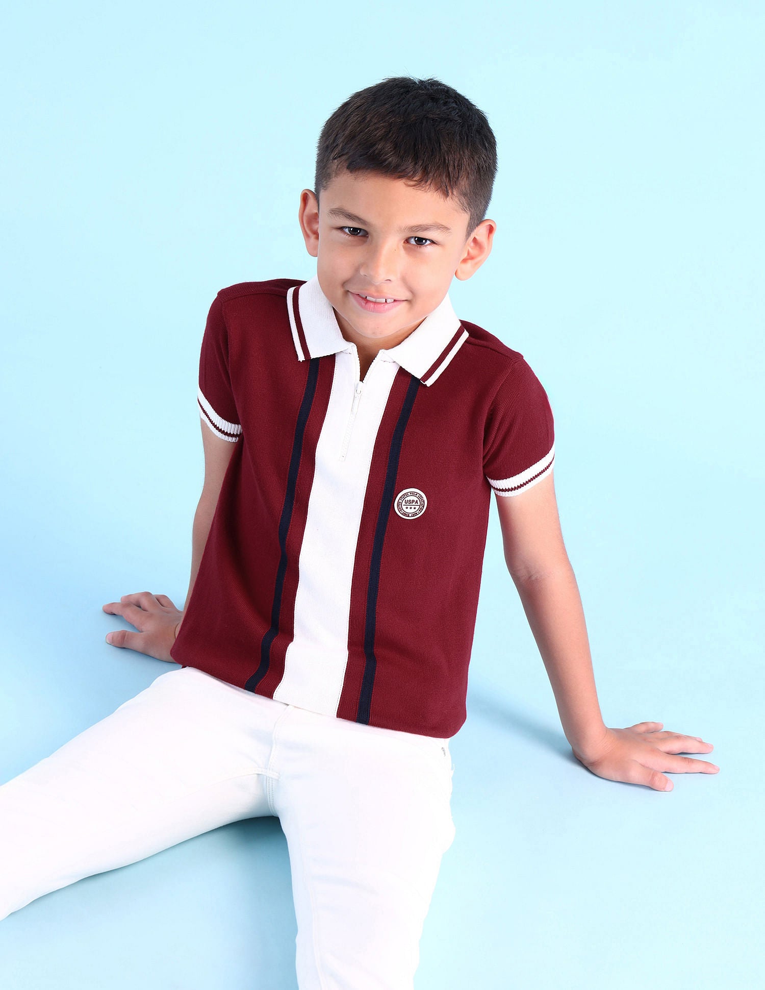 Boys Striped Regular Fit Polo Shirt