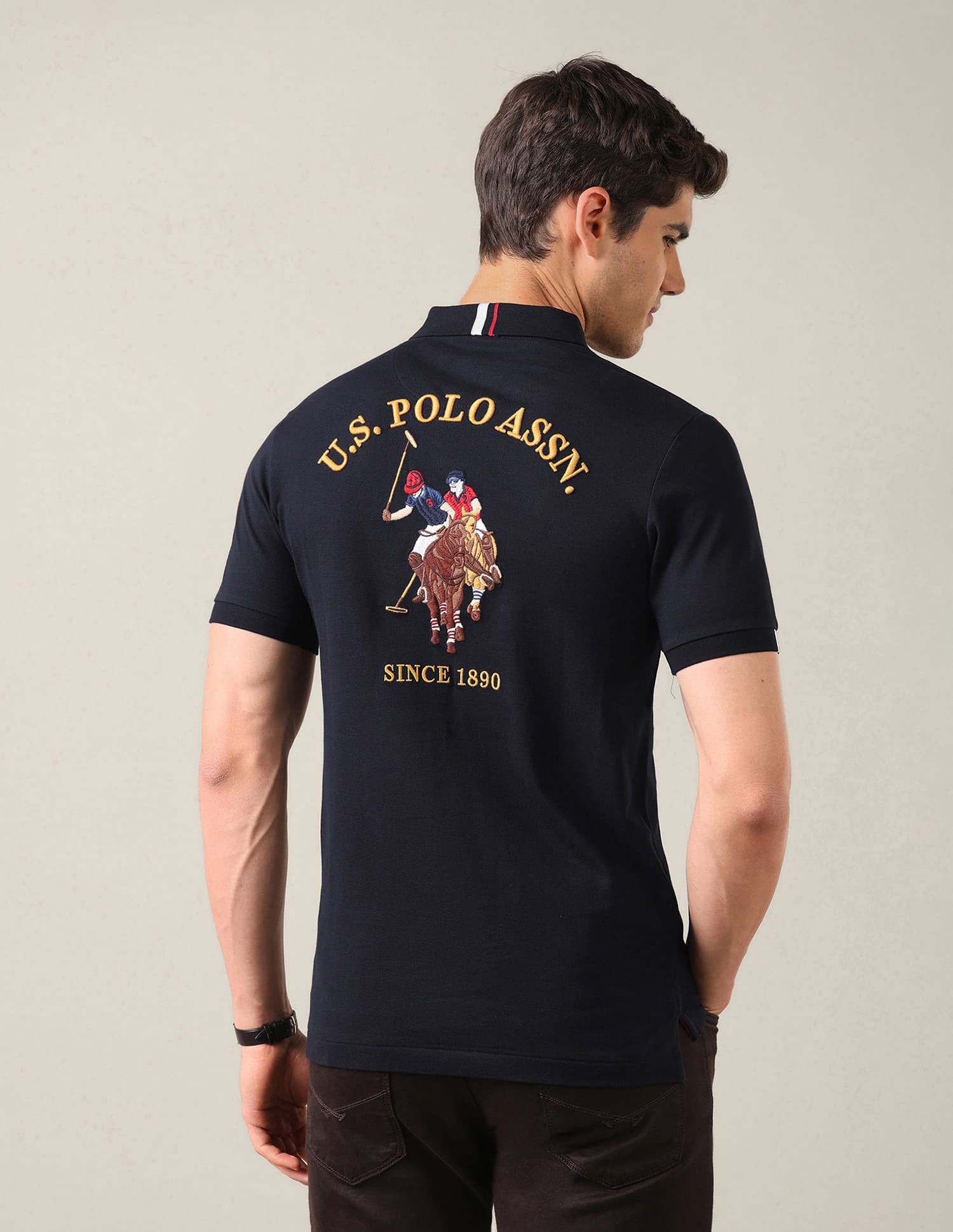 Brand Embroidered Slim Fit Polo Shirt Blue - U.S. Polo Assn. India | Large