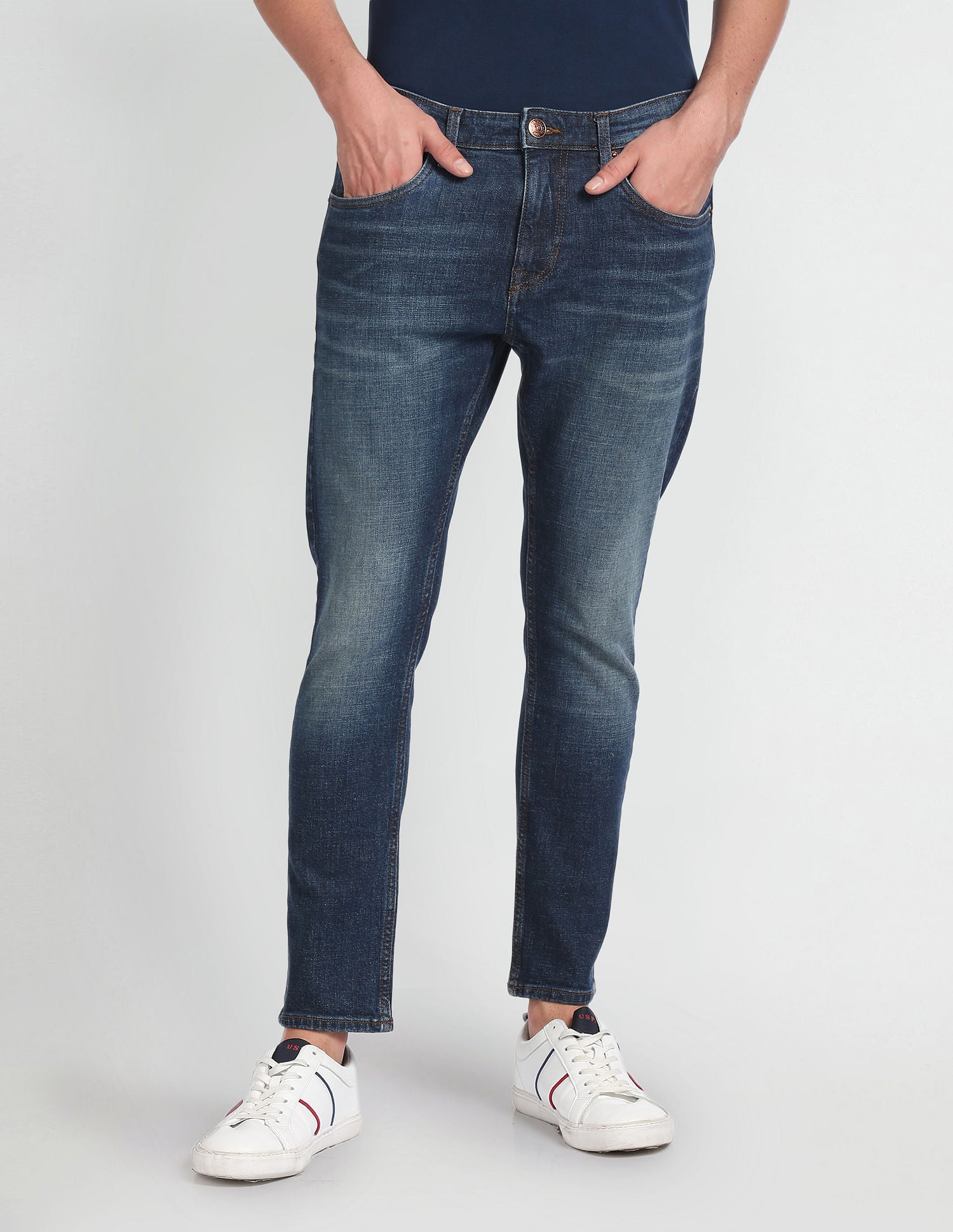 Henry Cropped Fit Blue Jeans