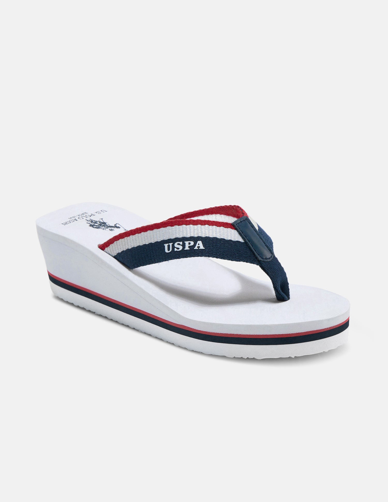Saray Striped Flip Flop Wedge Sandals White - U.S. Polo Assn. India | Large