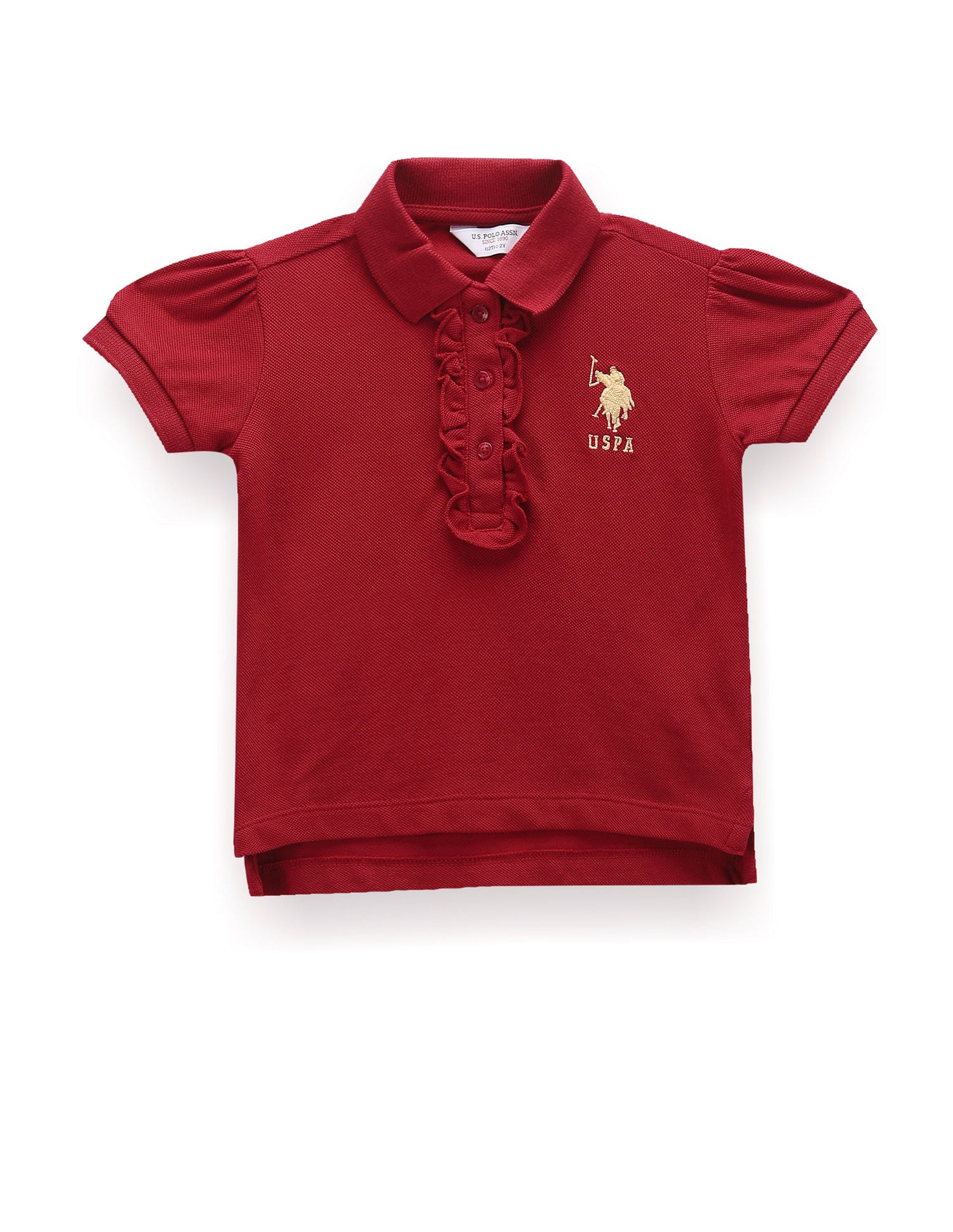 Girls Ruffled Placket Polo Shirt