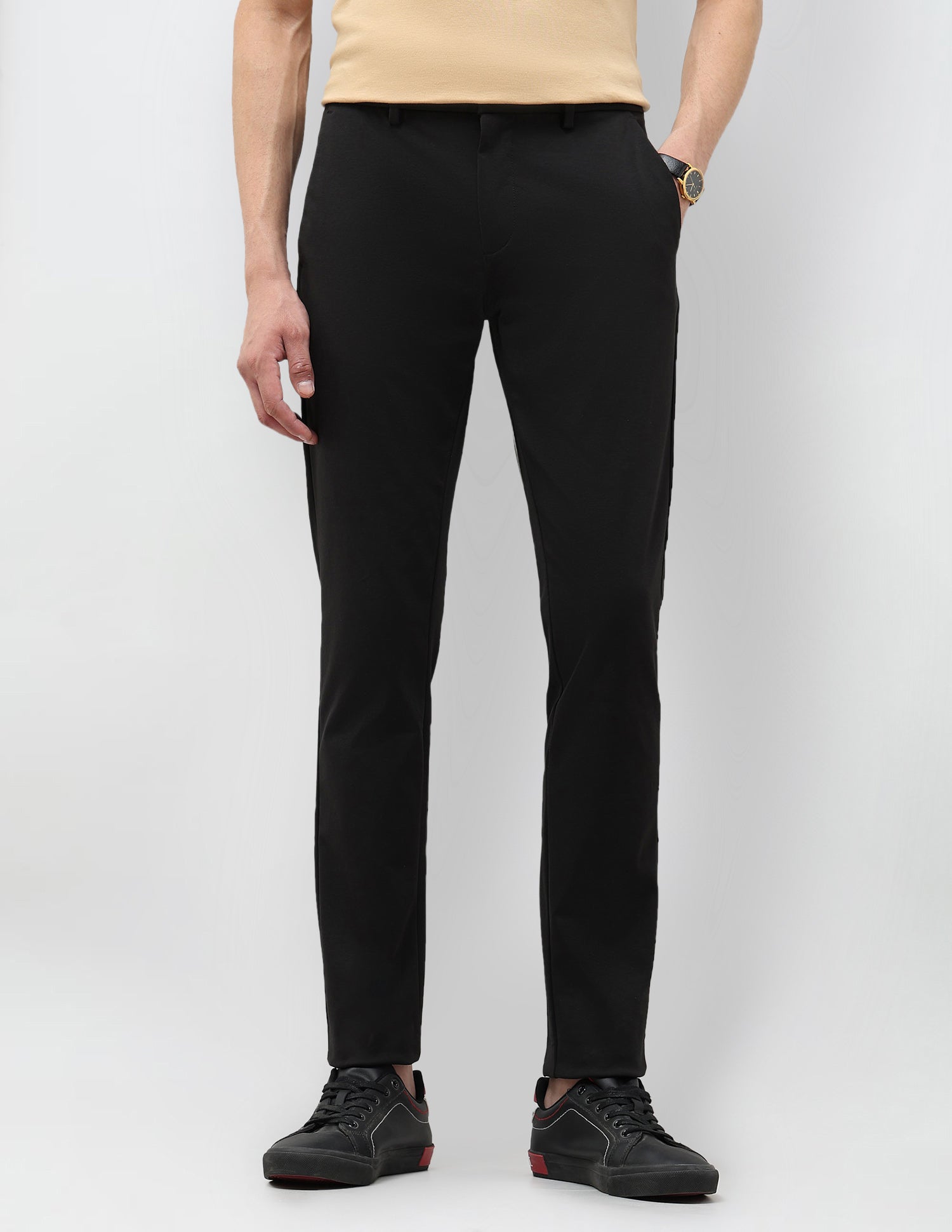 Satin Slim Fit Trousers Black - U.S. Polo Assn. India | Large