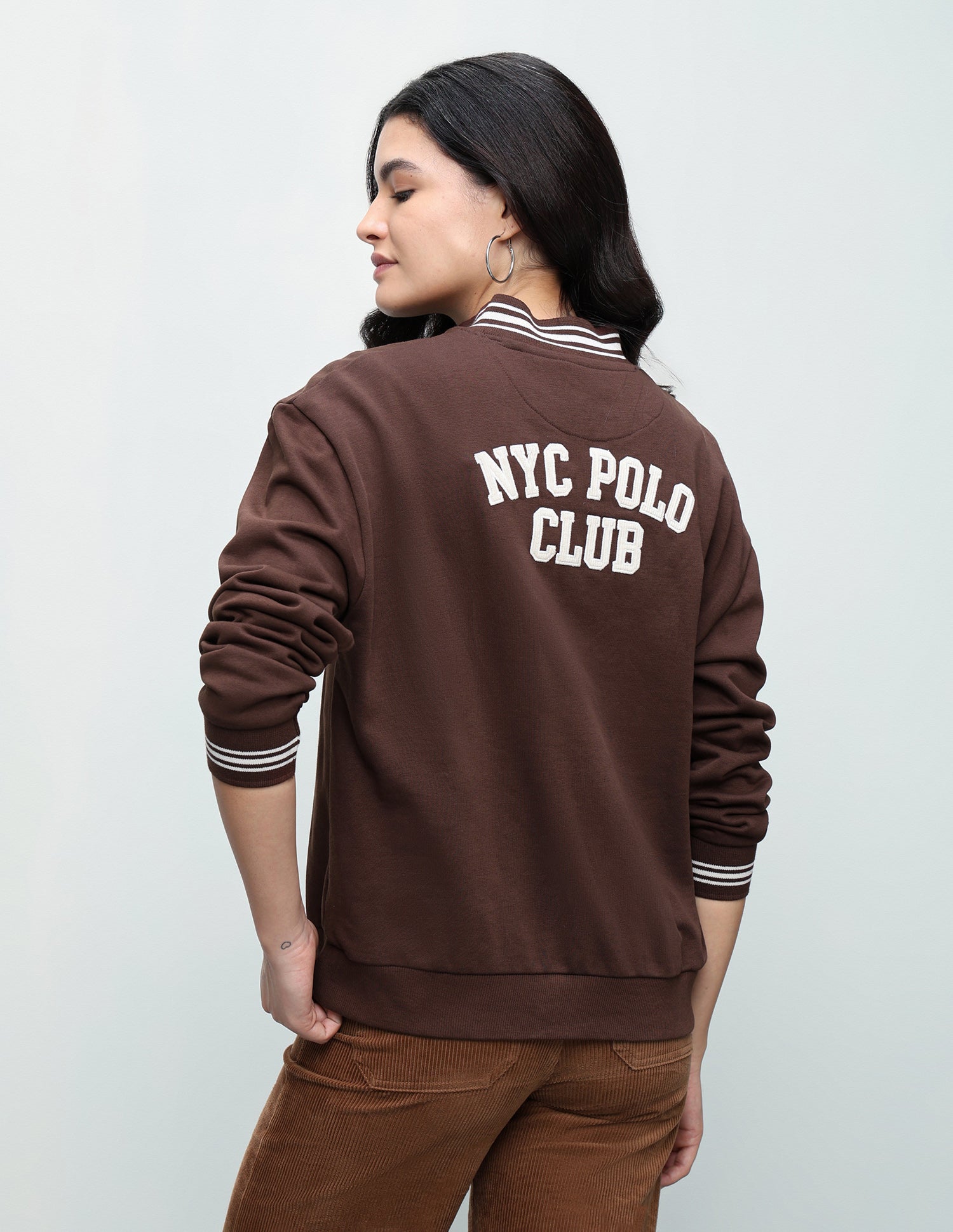 Typographic Applique Relaxed Fit Sweatshirt Dark Brown - U.S. Polo Assn. India | Large