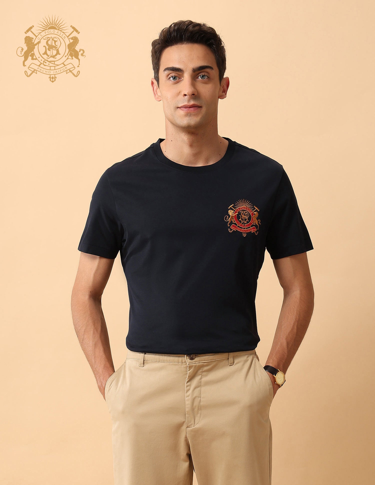 Pacho X Slim Fit Pure Cotton T-Shirt Navy - U.S. Polo Assn. India | Large