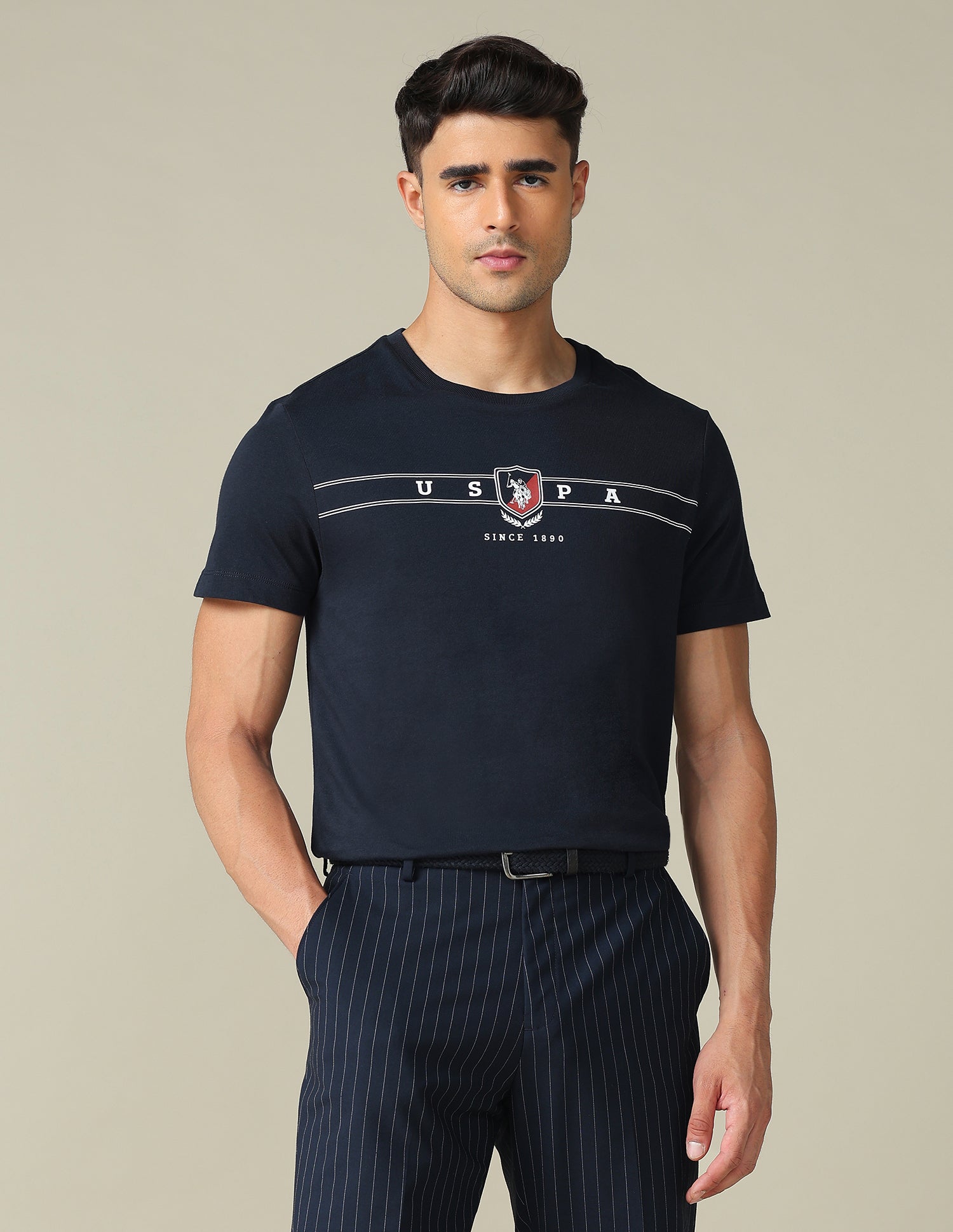 Brand Embossed Regular Fit T- Shirt