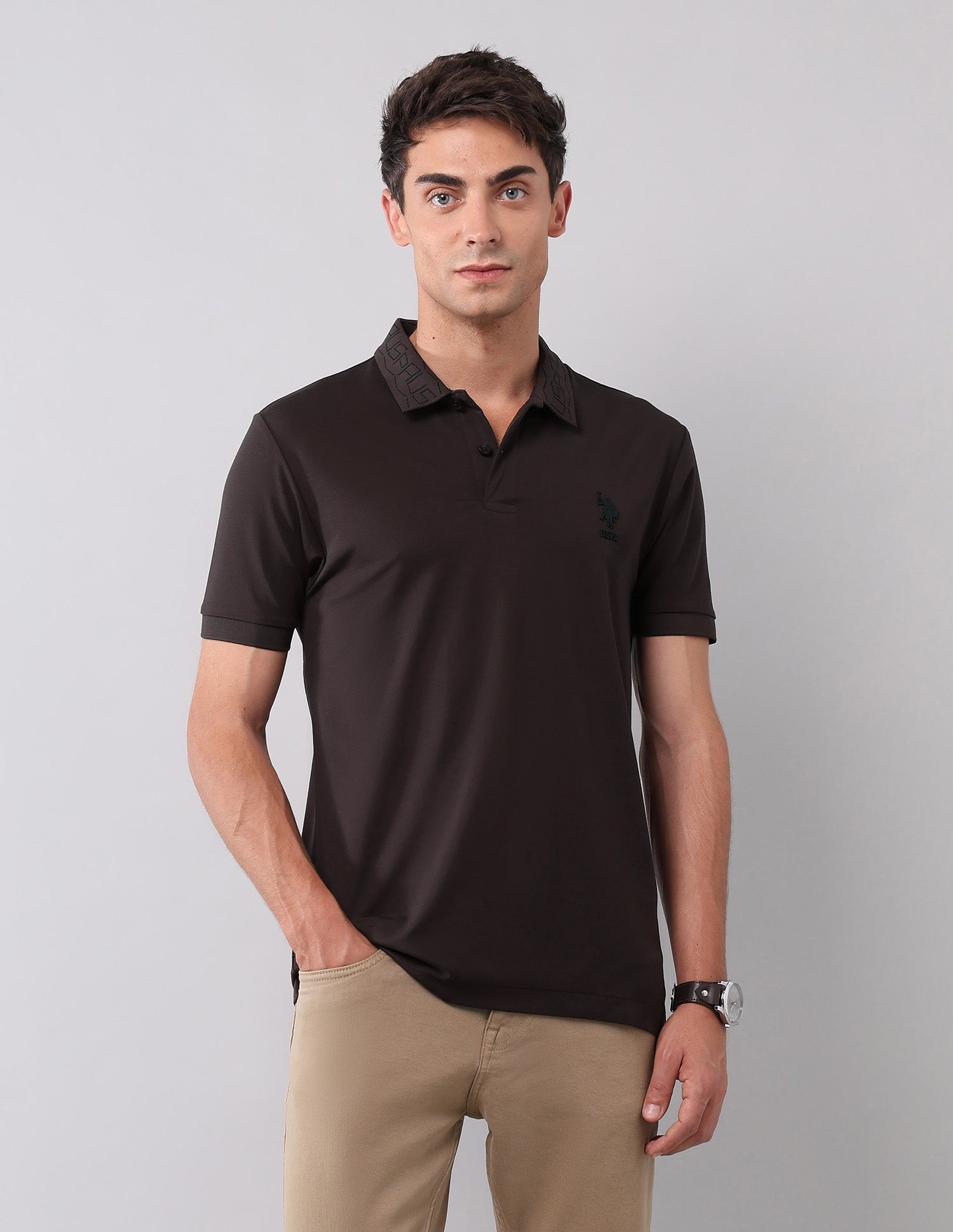 Solid Muscle Fit Polo Shirt Choco - U.S. Polo Assn. India | Large