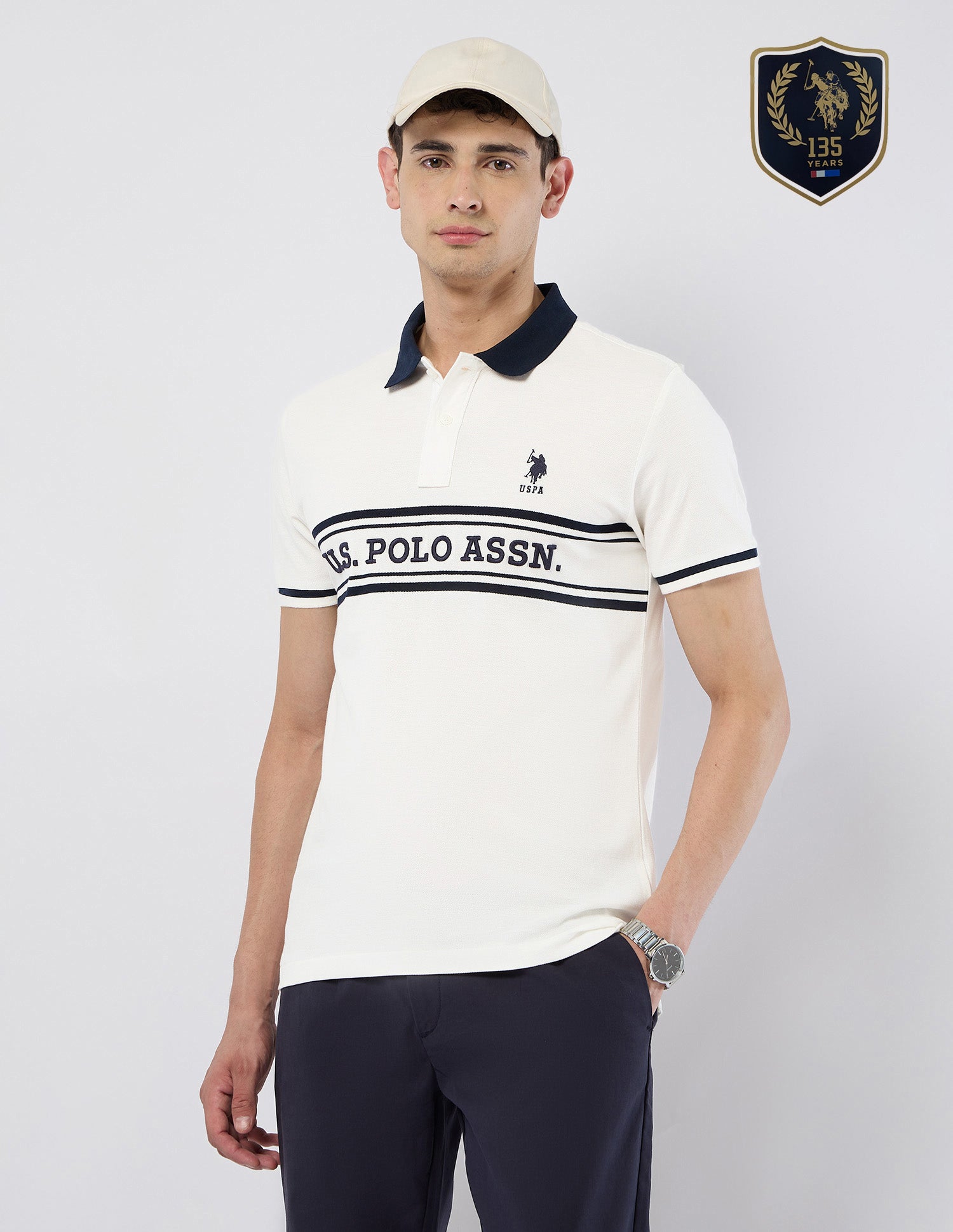 Brand Embroidered Slim Fit Polo Shirt
