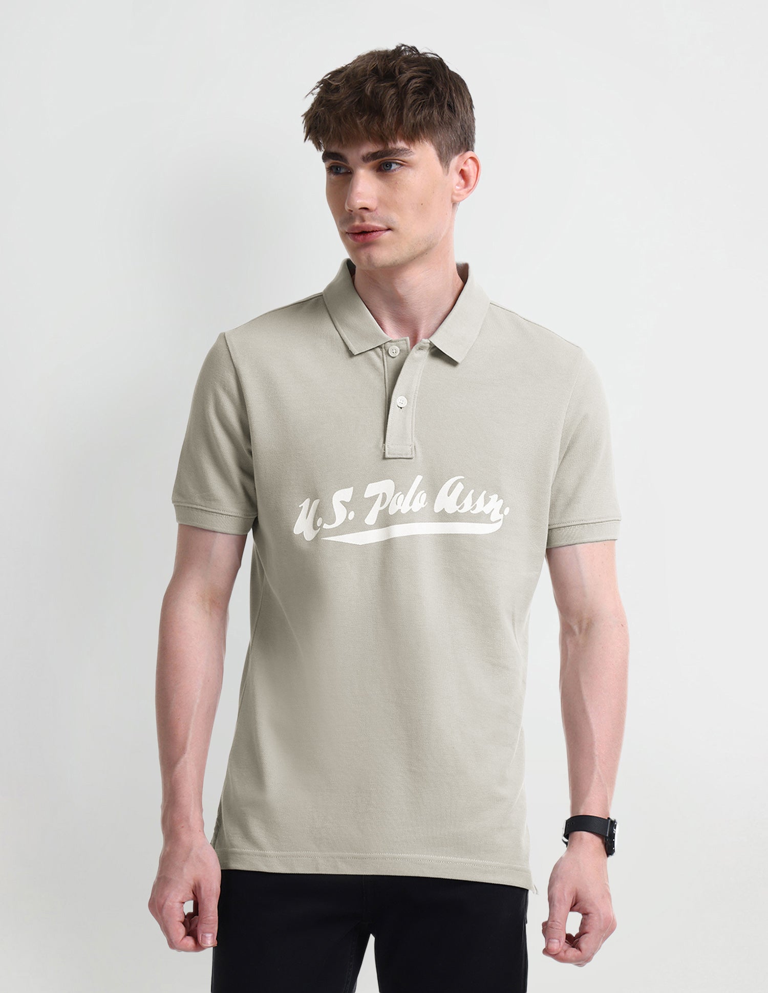 Typography Regular Fit Polo Shirt Grey - U.S. Polo Assn. India | Large