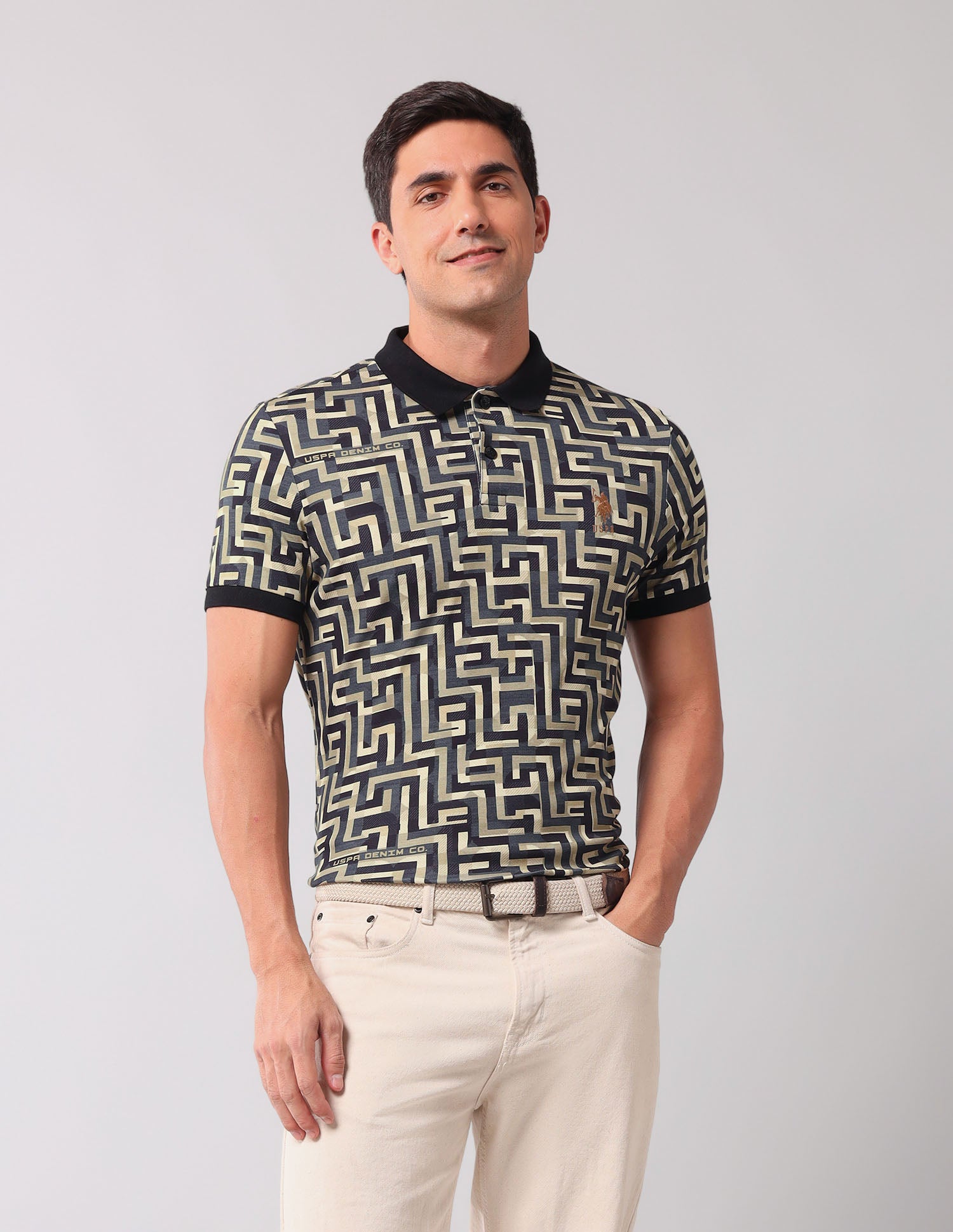 All Over Printed Slim Fit Polo Shirt