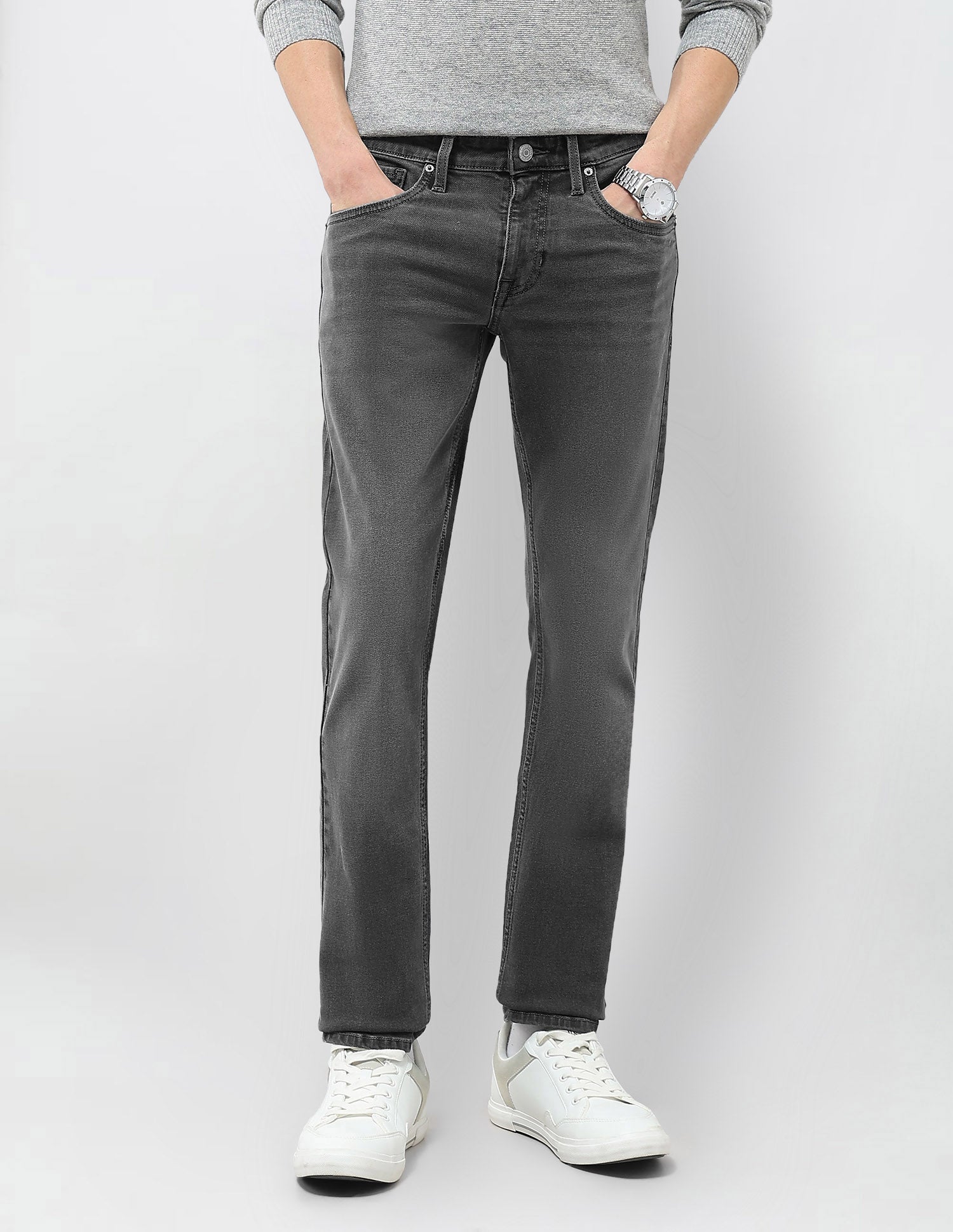 Regallo Skinny Fit Whiskered Jeans Mid Grey - U.S. Polo Assn. India | Large