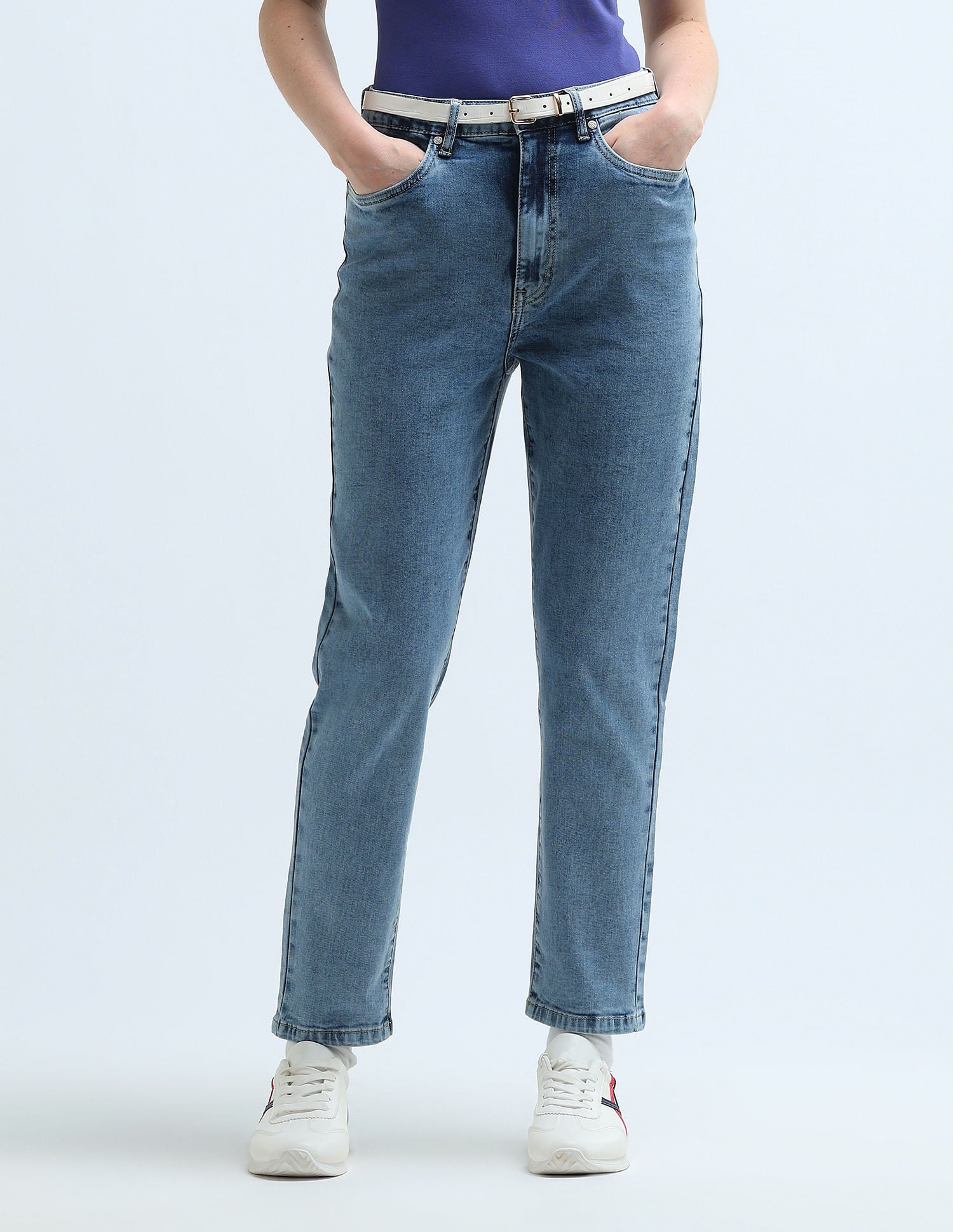 High Rise Mom Fit Jeans Light Blue - U.S. Polo Assn. India | Large