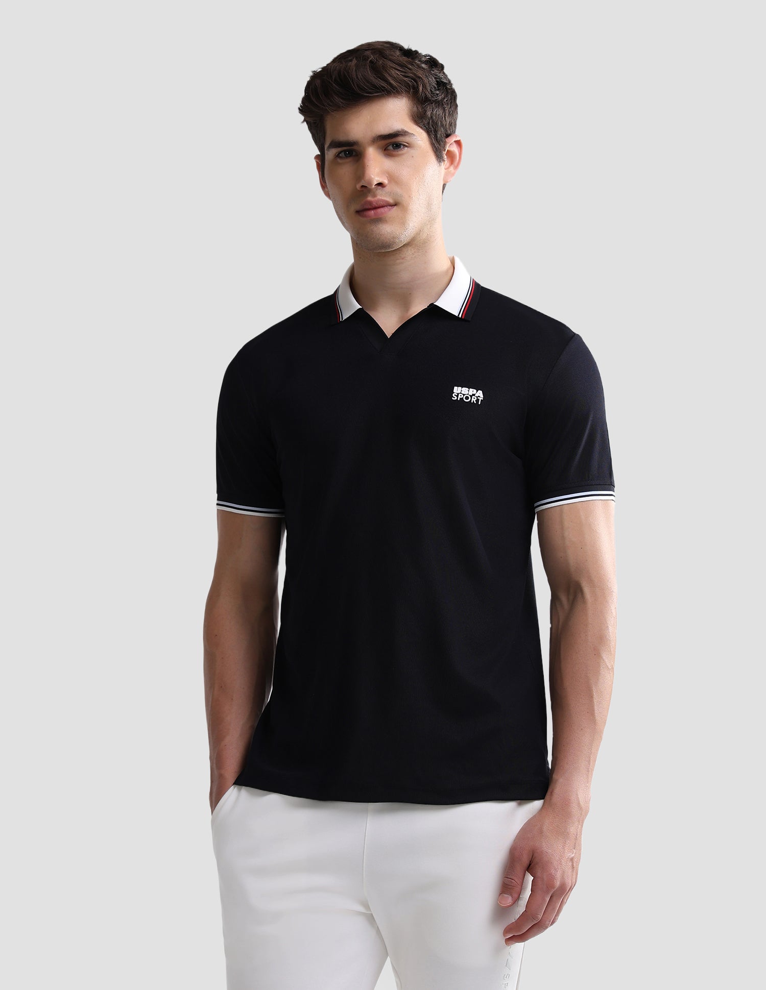 Solid Slim Fit Active Polo Shirt Navy - U.S. Polo Assn. India | Large