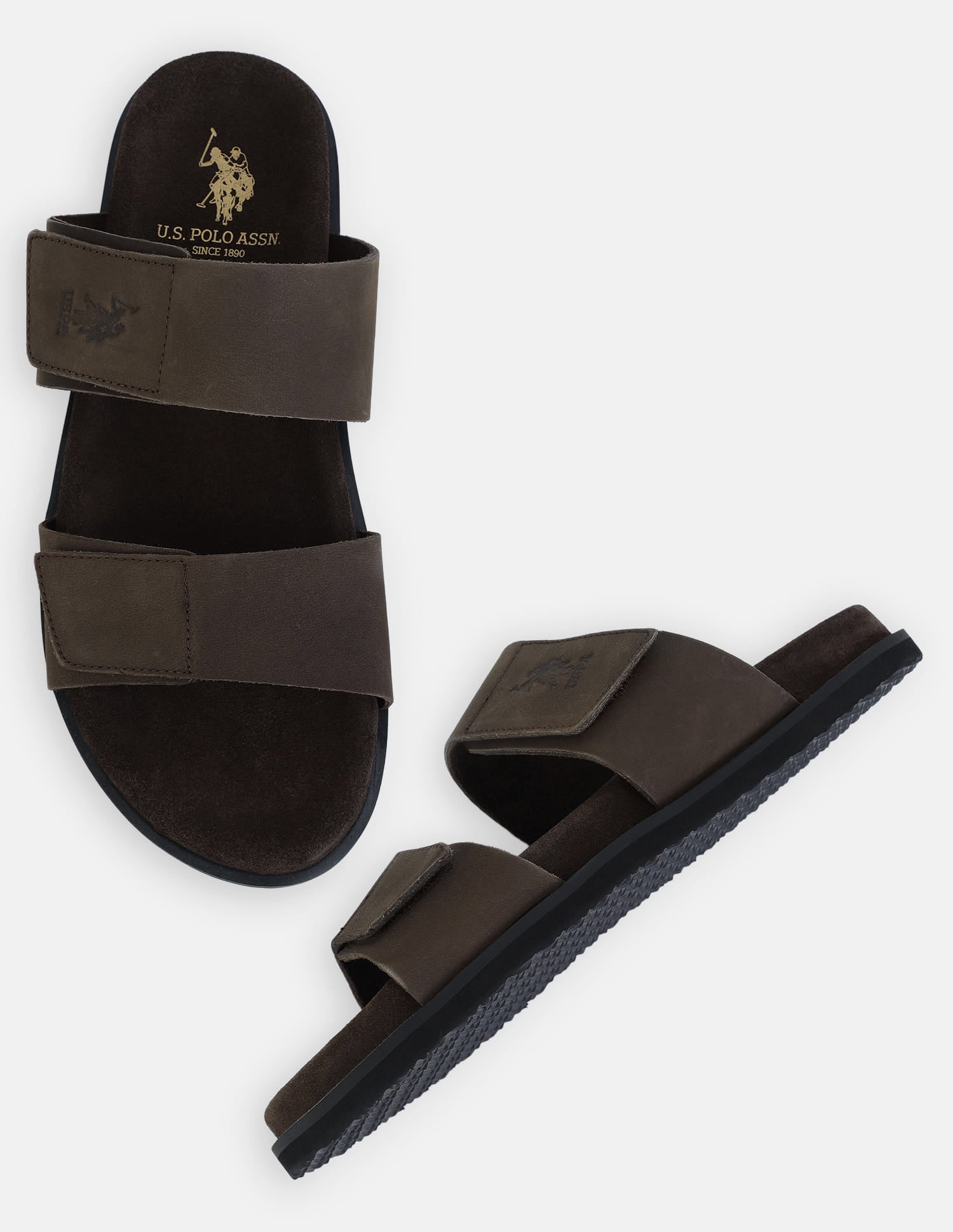 Griz 2.0 Velcro Slippers Dark Brown - U.S. Polo Assn. India | Large