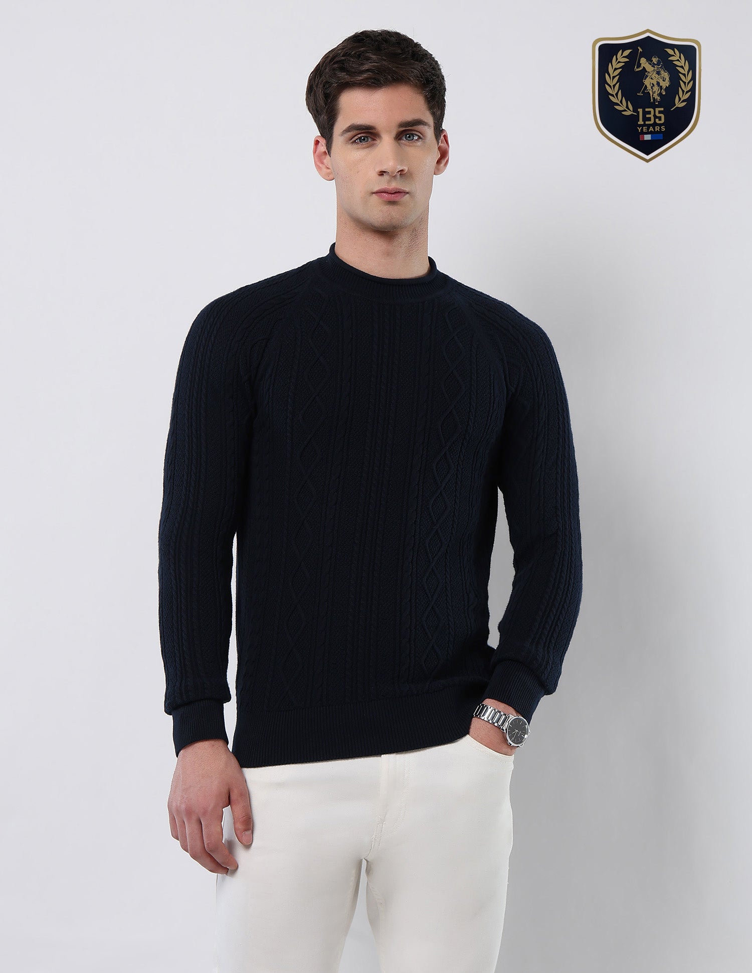 Cable Patterned Knit Regular Fit Sweater