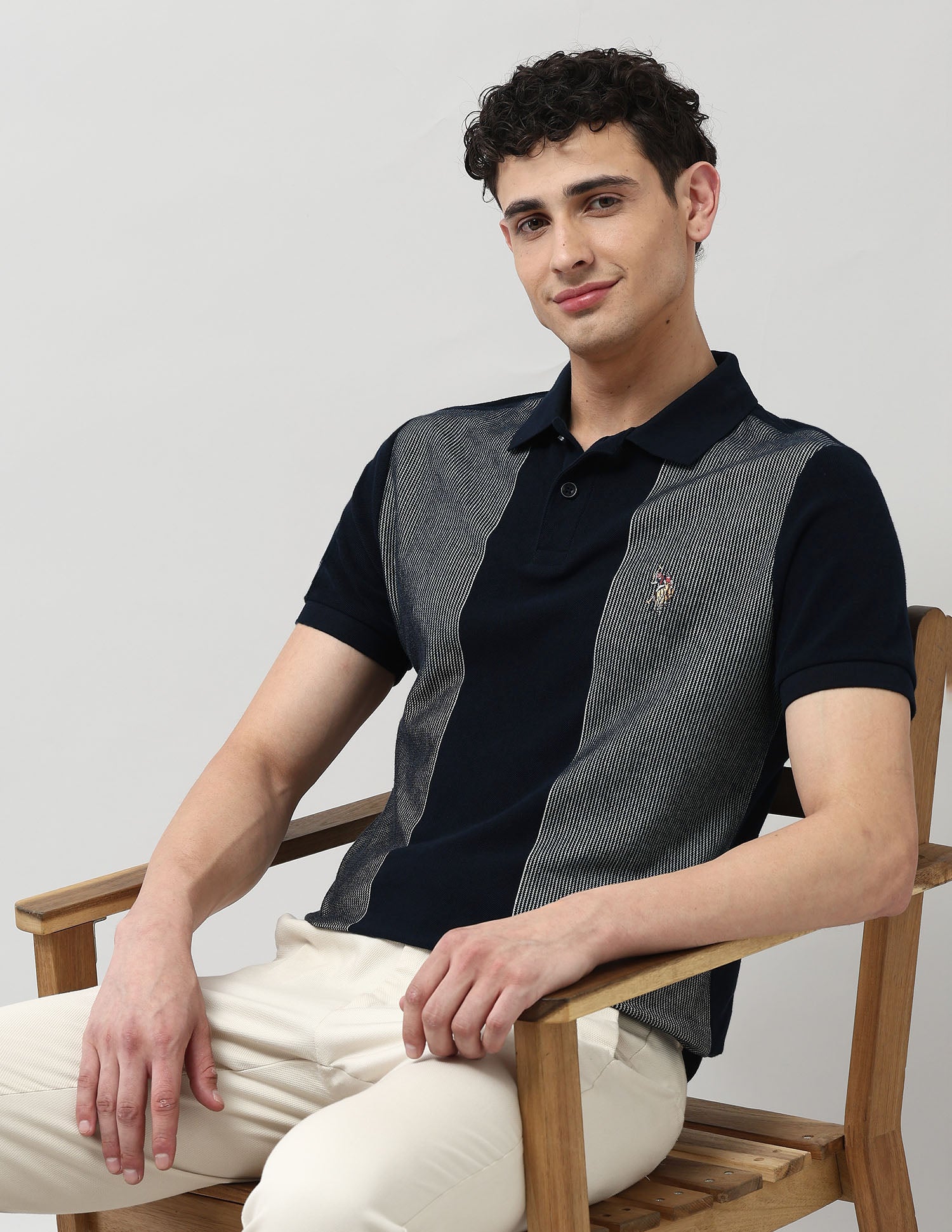 Pure Cotton Muscle Fit Polo Shirt Navy - U.S. POLO ASSN. | Large