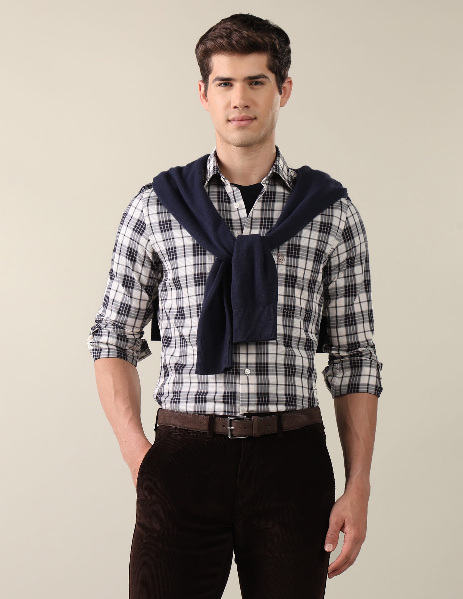 Twill Plaid Checked Shirt Blue - U.S. Polo Assn. India | Large