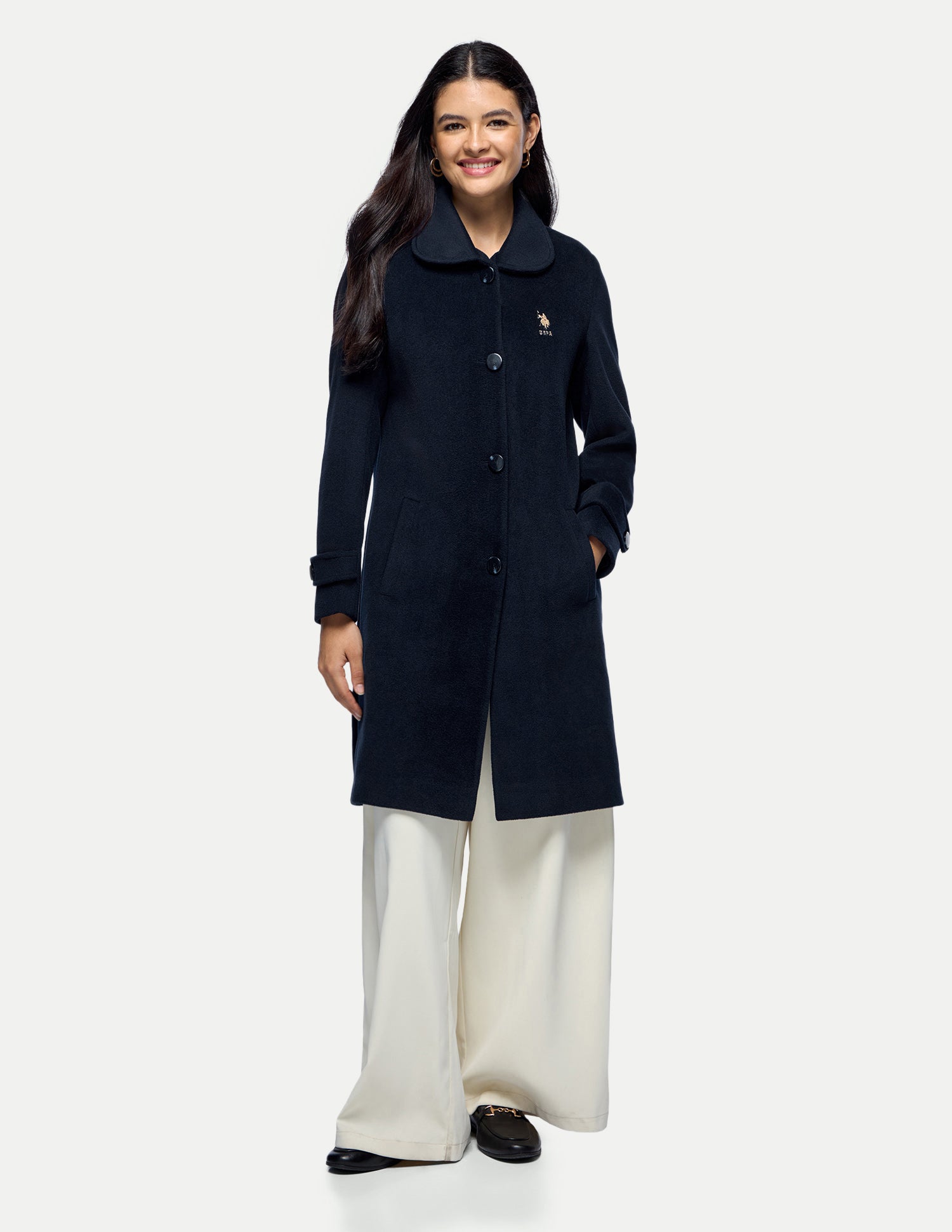 Longline Regular Fit Coat Navy - U.S. Polo Assn. India | Large