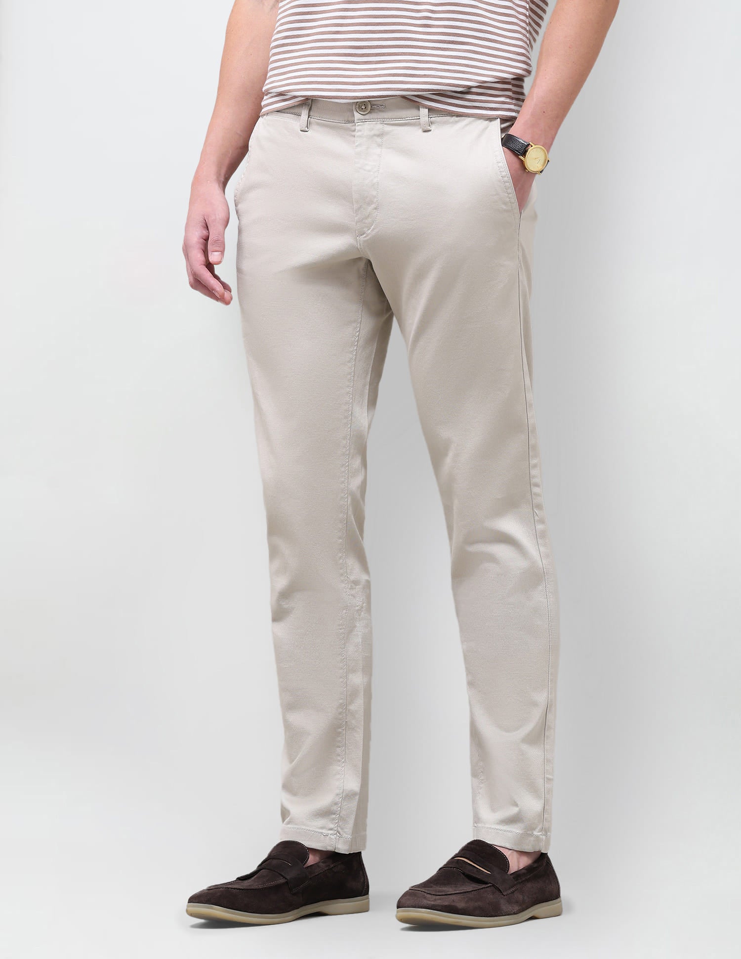 Solid Denver Slim Fit Trouser Beige - U.S. Polo Assn. India | Large