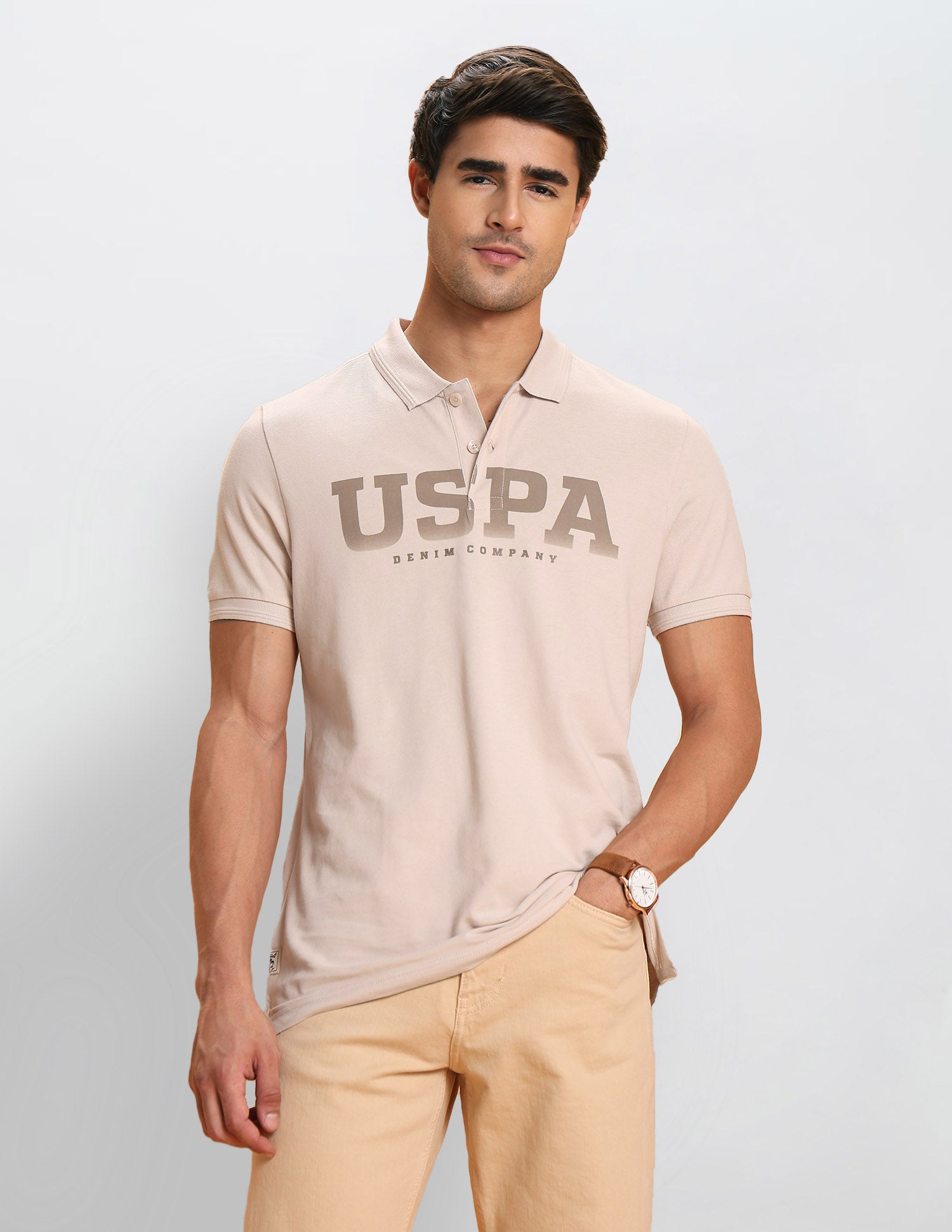 Brand Printed Muscle Fit Polo Shirt