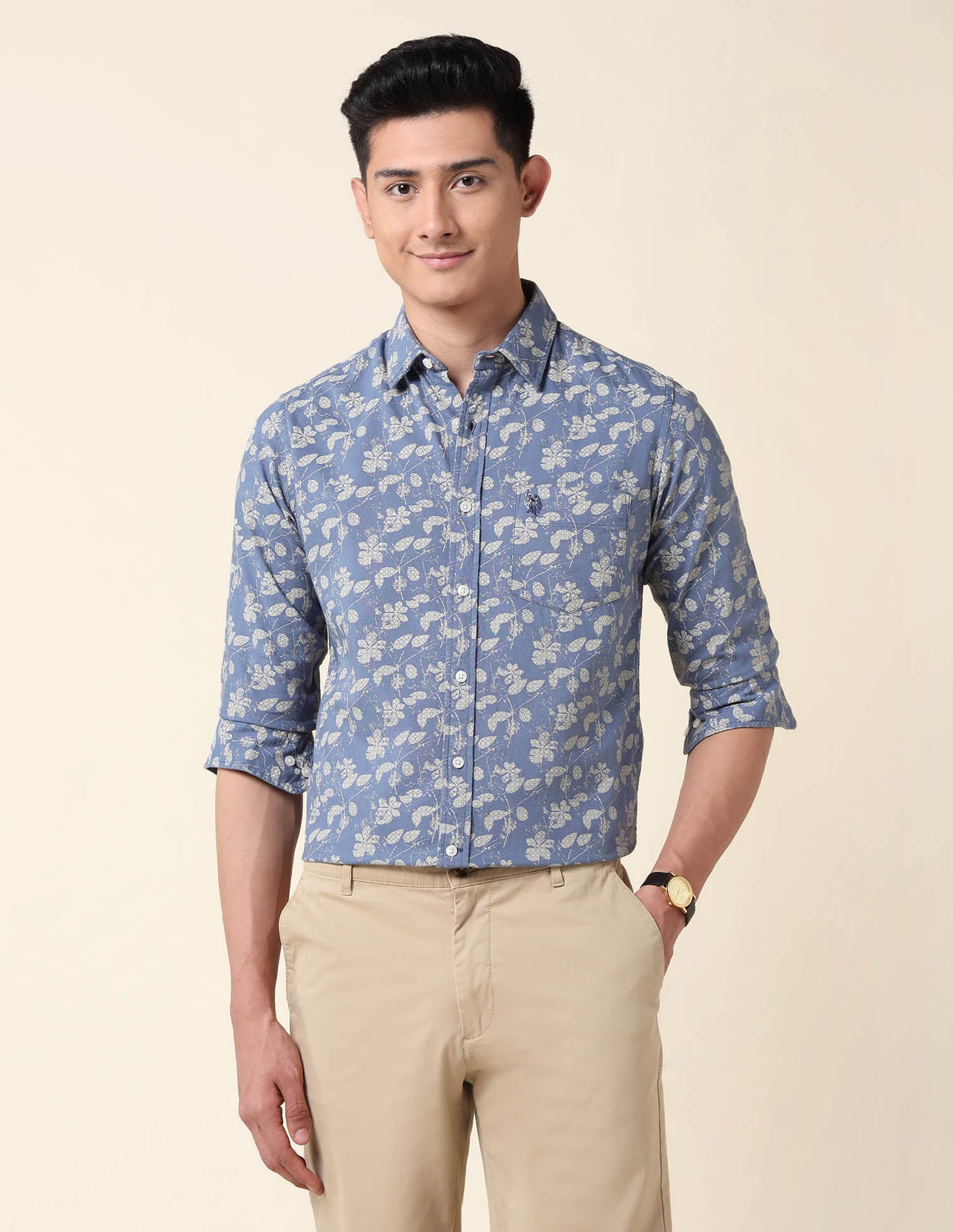 Floral Printed Oxford Shirt