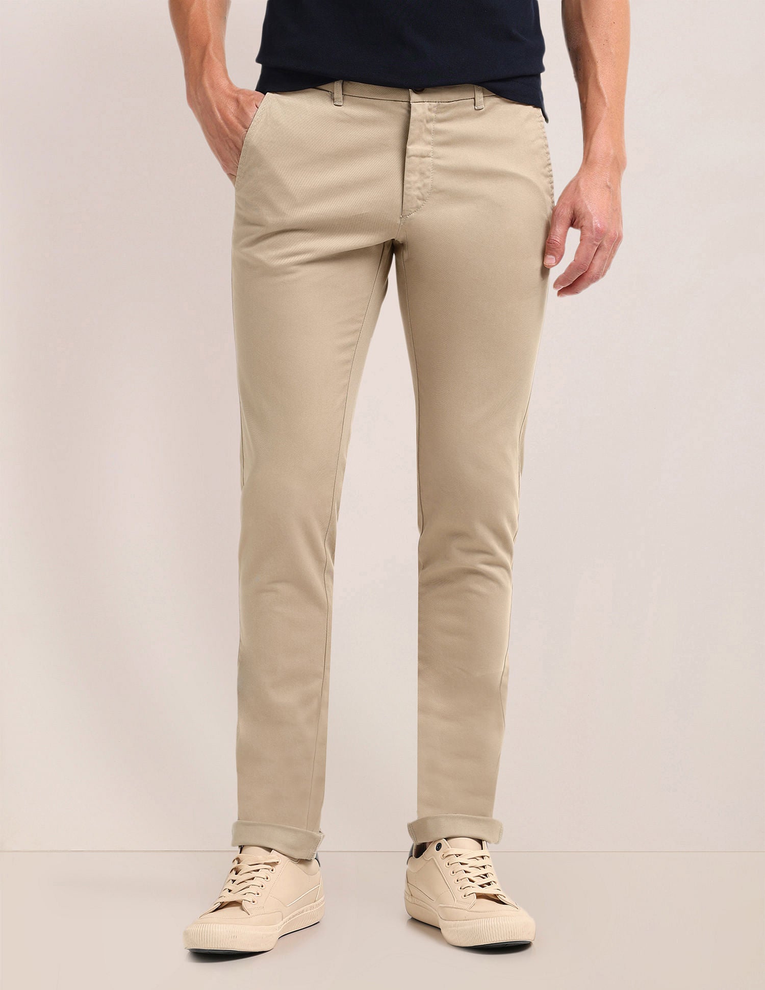 Solid Denver Slim Fit Trousers