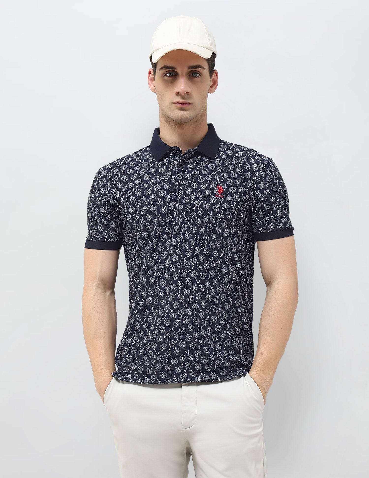 All-Over Printed Slim Fit Polo Shirt