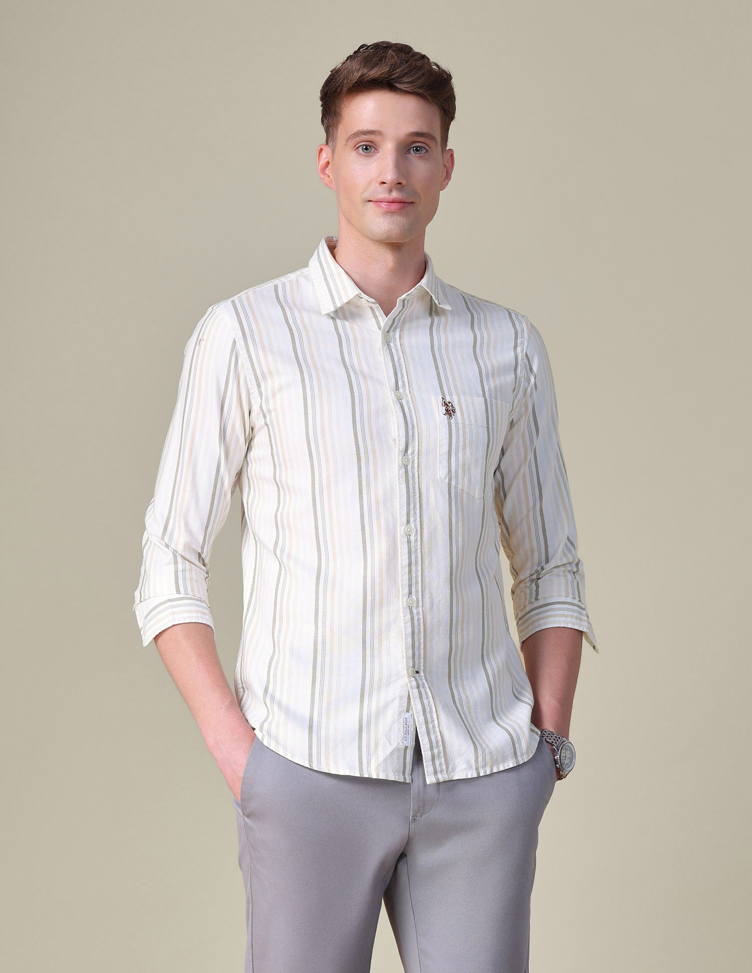 Vertical Striped Tailored Fit Shirt