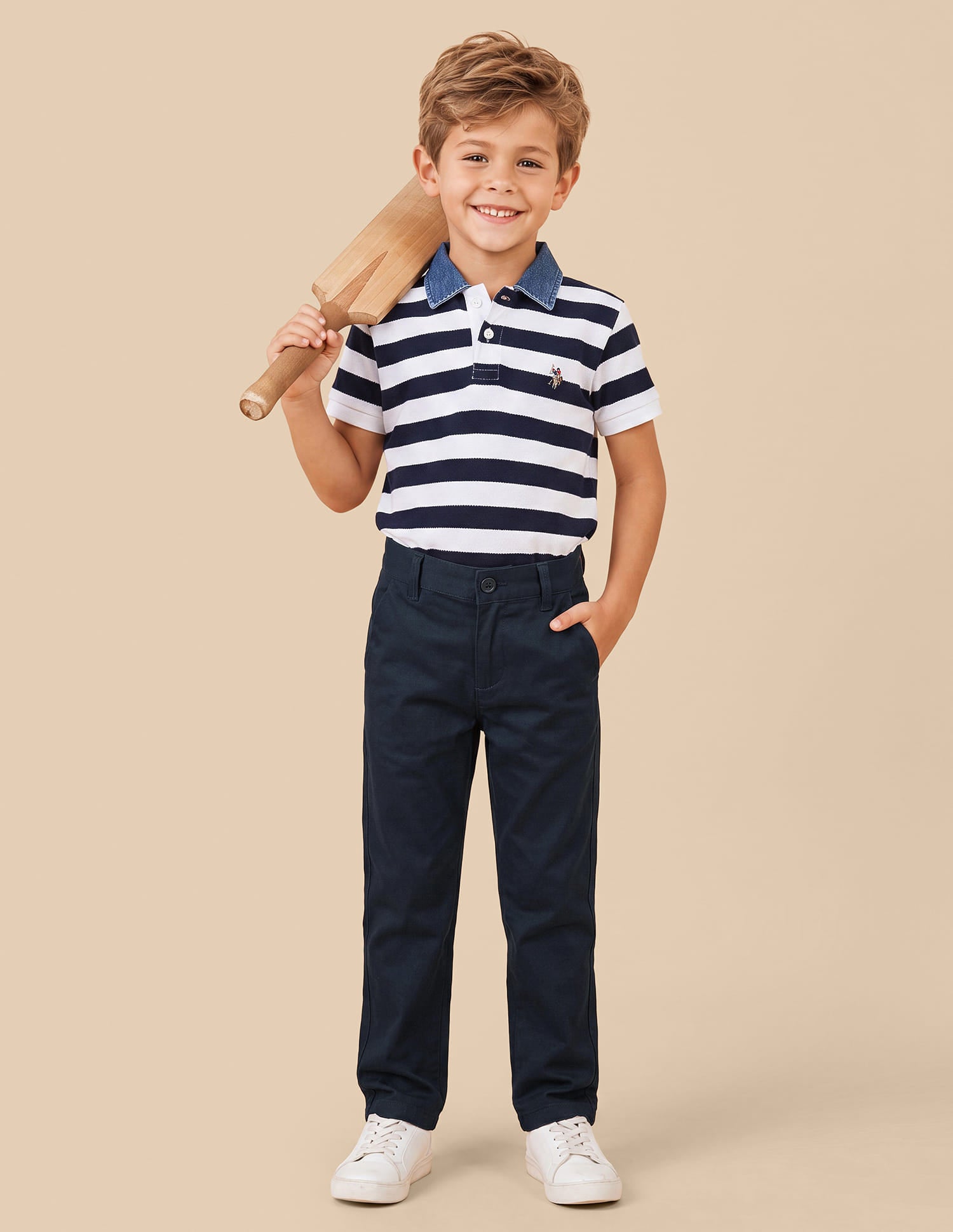 Dobby Regular Fit Trousers Navy - U.S. Polo Assn. India | Large