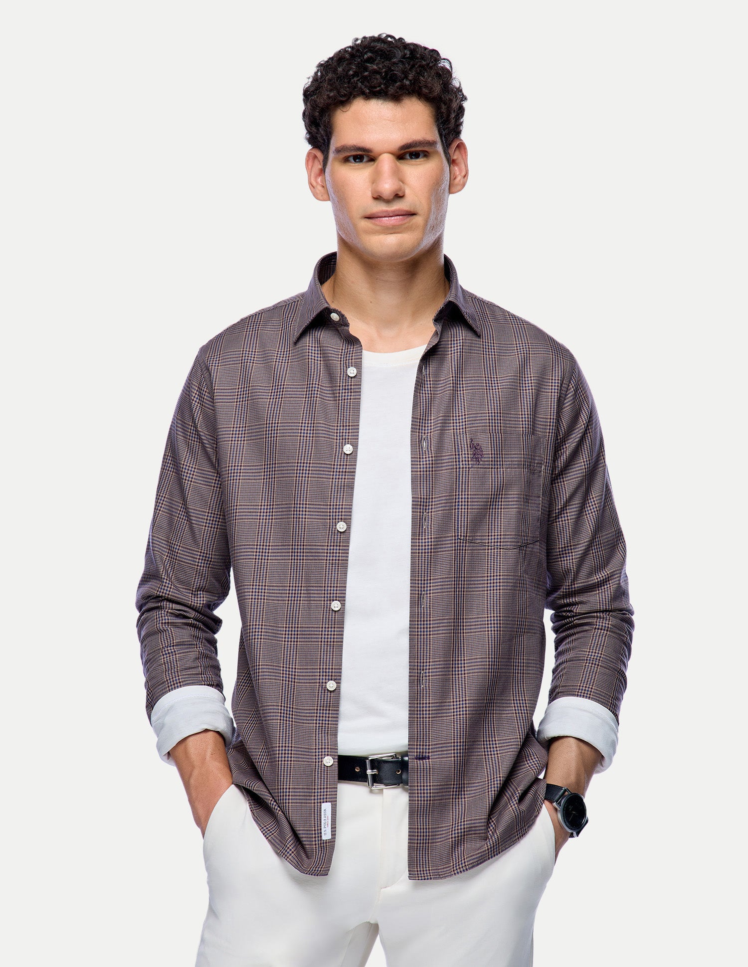 Glen Checked Twill Shirt Maroon - U.S. Polo Assn. India | Large