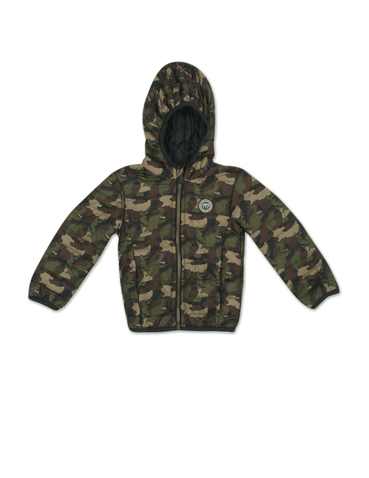 Long Sleeve Camo Print Hooded Jacket