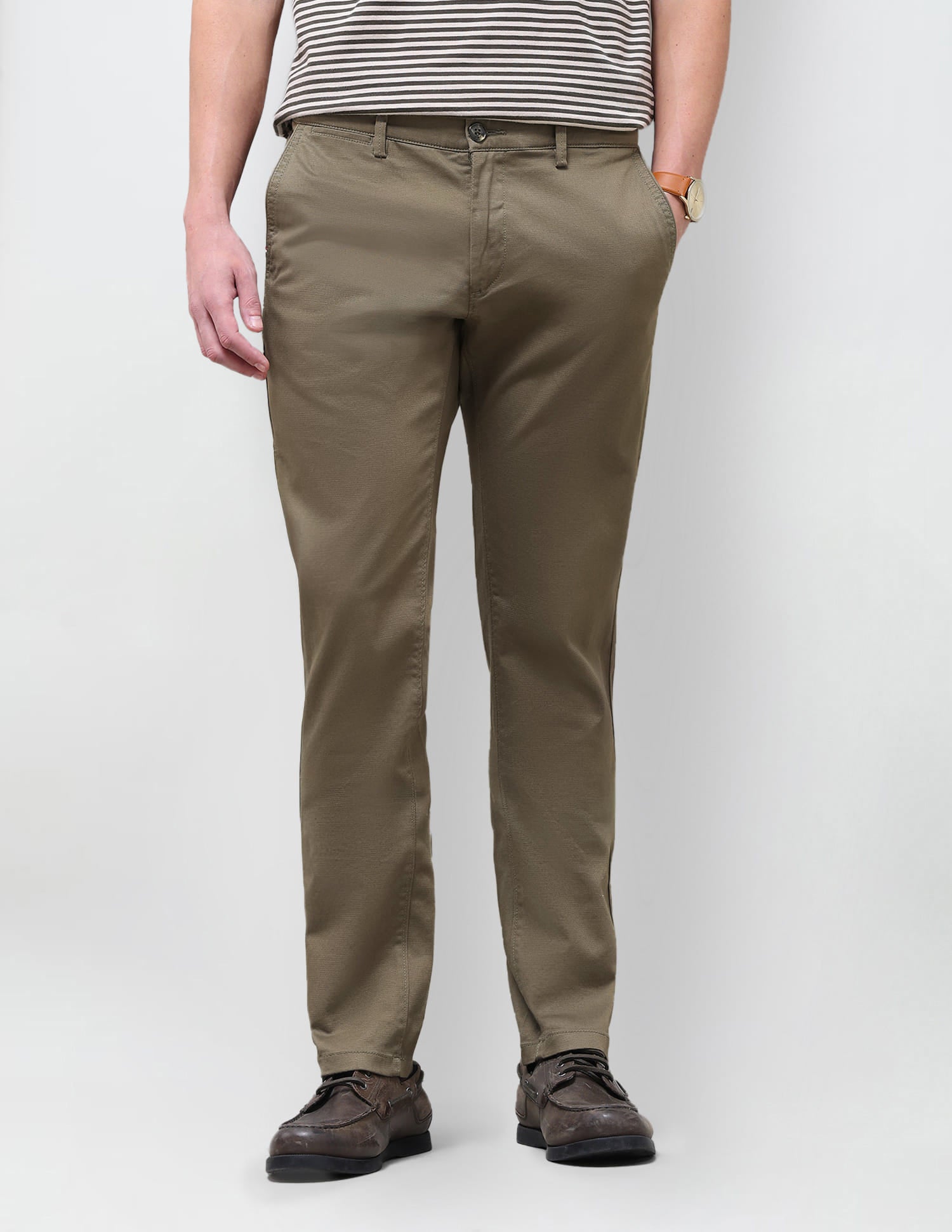 Solid Denver Slim Fit Trouser Green - U.S. Polo Assn. India | Large