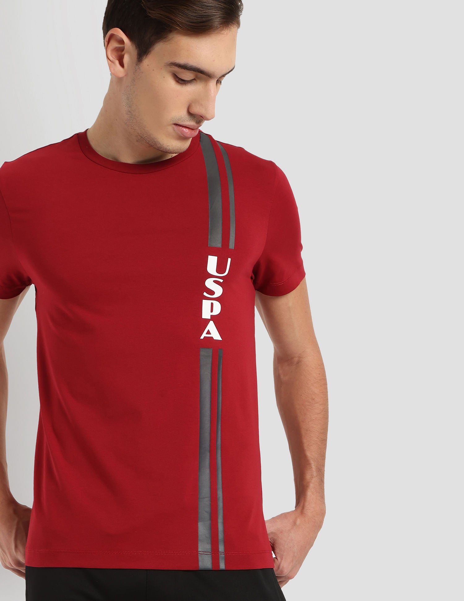 Brand Print Sport T-Shirt Dark Red - U.S. Polo Assn. India | Large