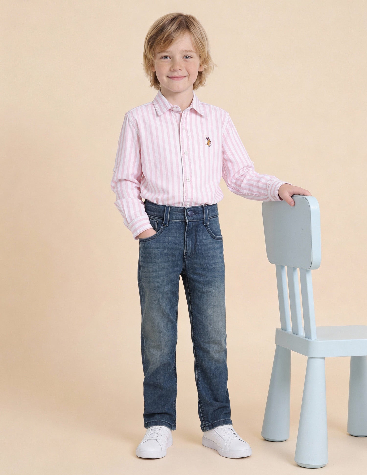 Boys Relaxed Fit Whsikered Jeans