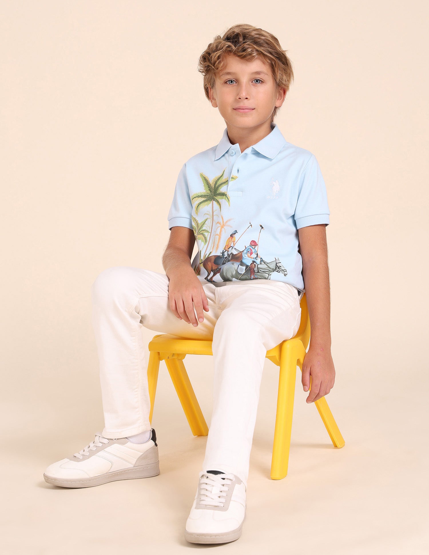 Boys Regular Fit Graphic Printed Polo Shirt
