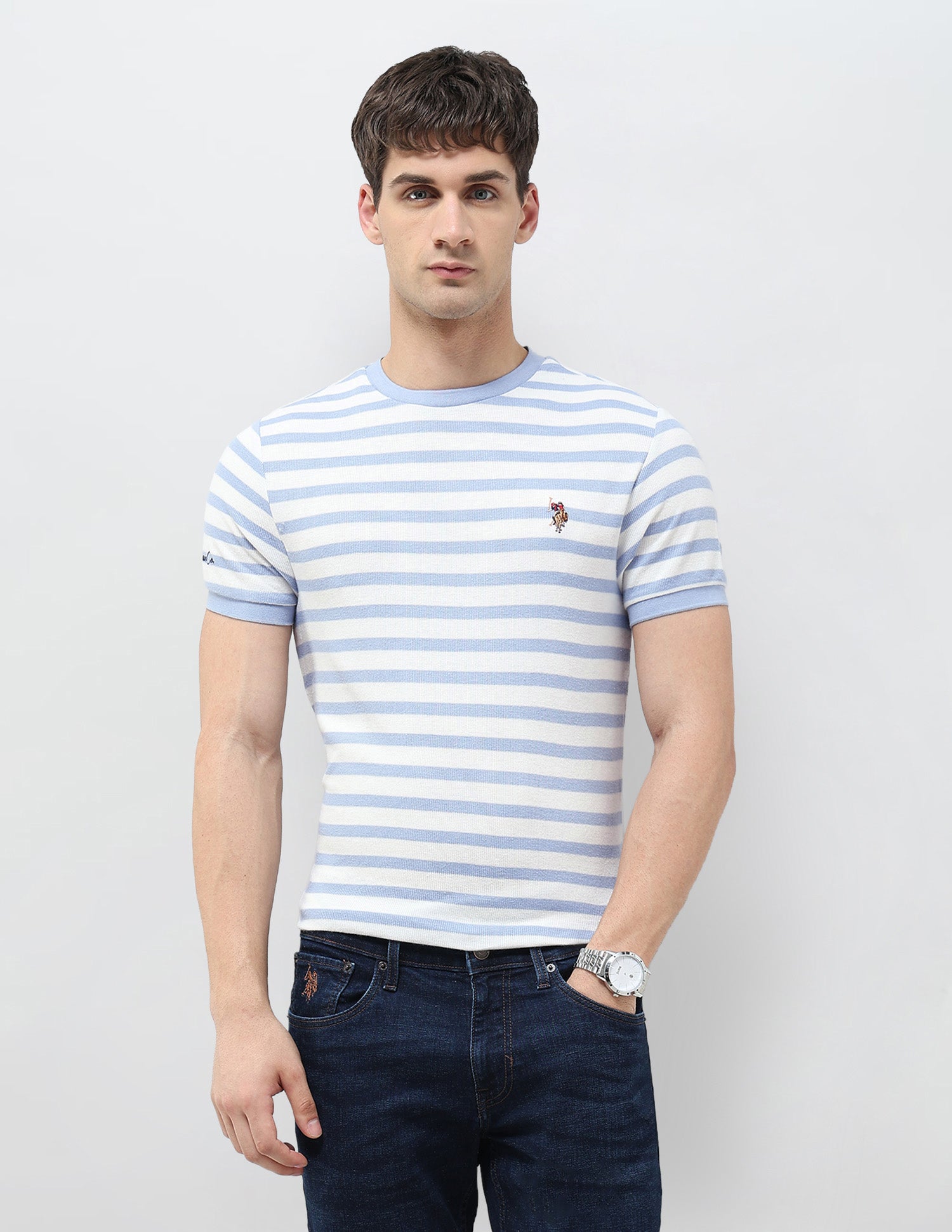 Horizontal Striped Denim Legacy T-Shirt