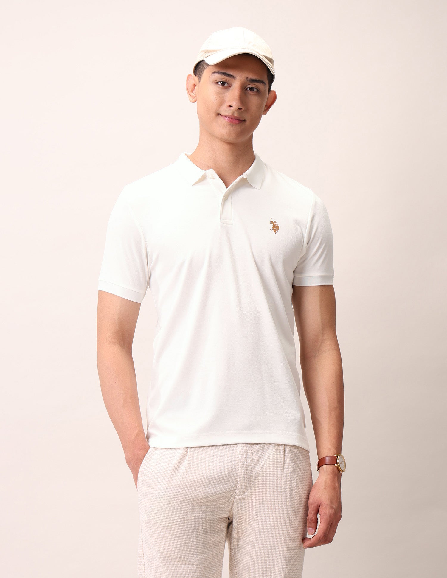 Muscle Fit Outdoor Polo Shirt Ivory - U.S. Polo Assn. India | Large