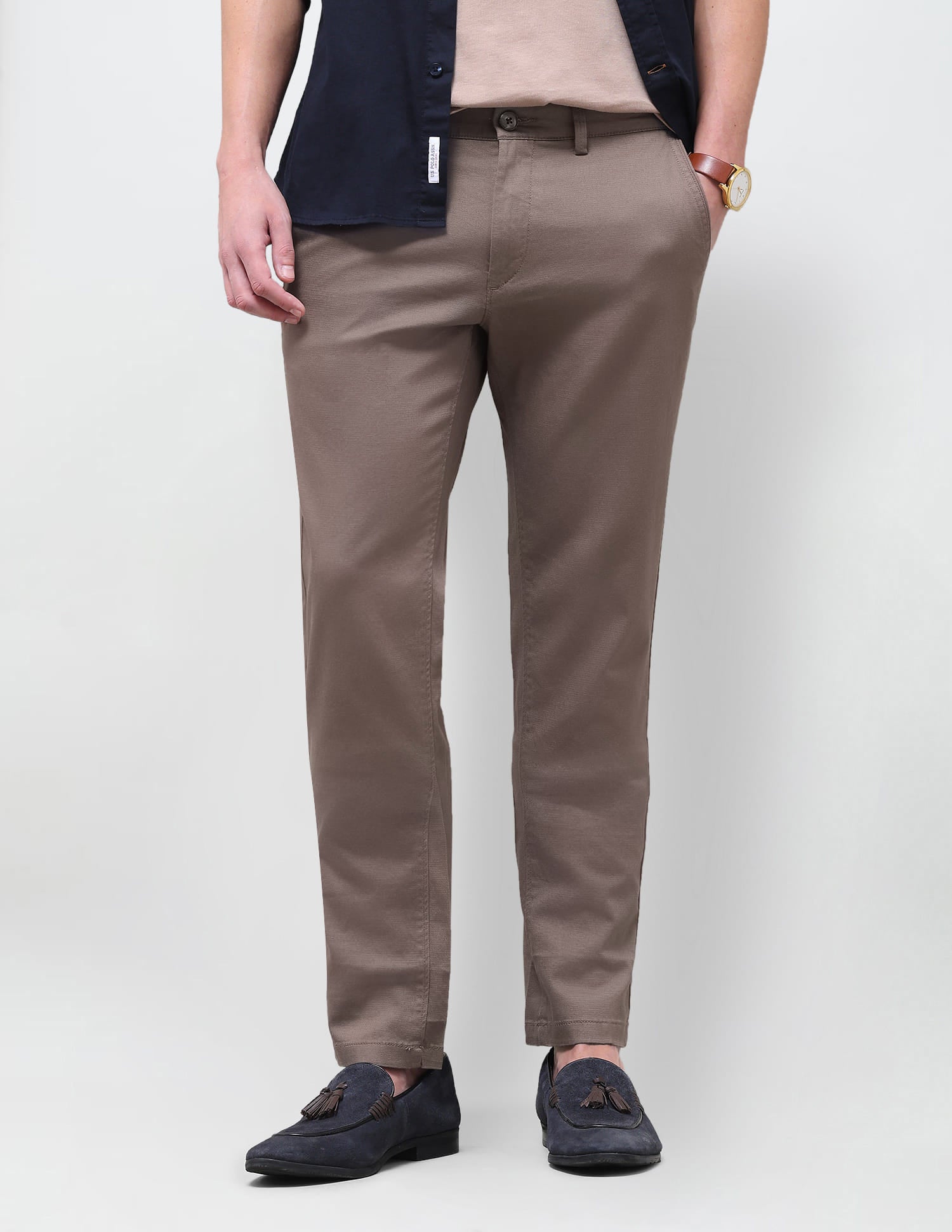 Solid Regular Fit Trouser Grey - U.S. Polo Assn. India | Large