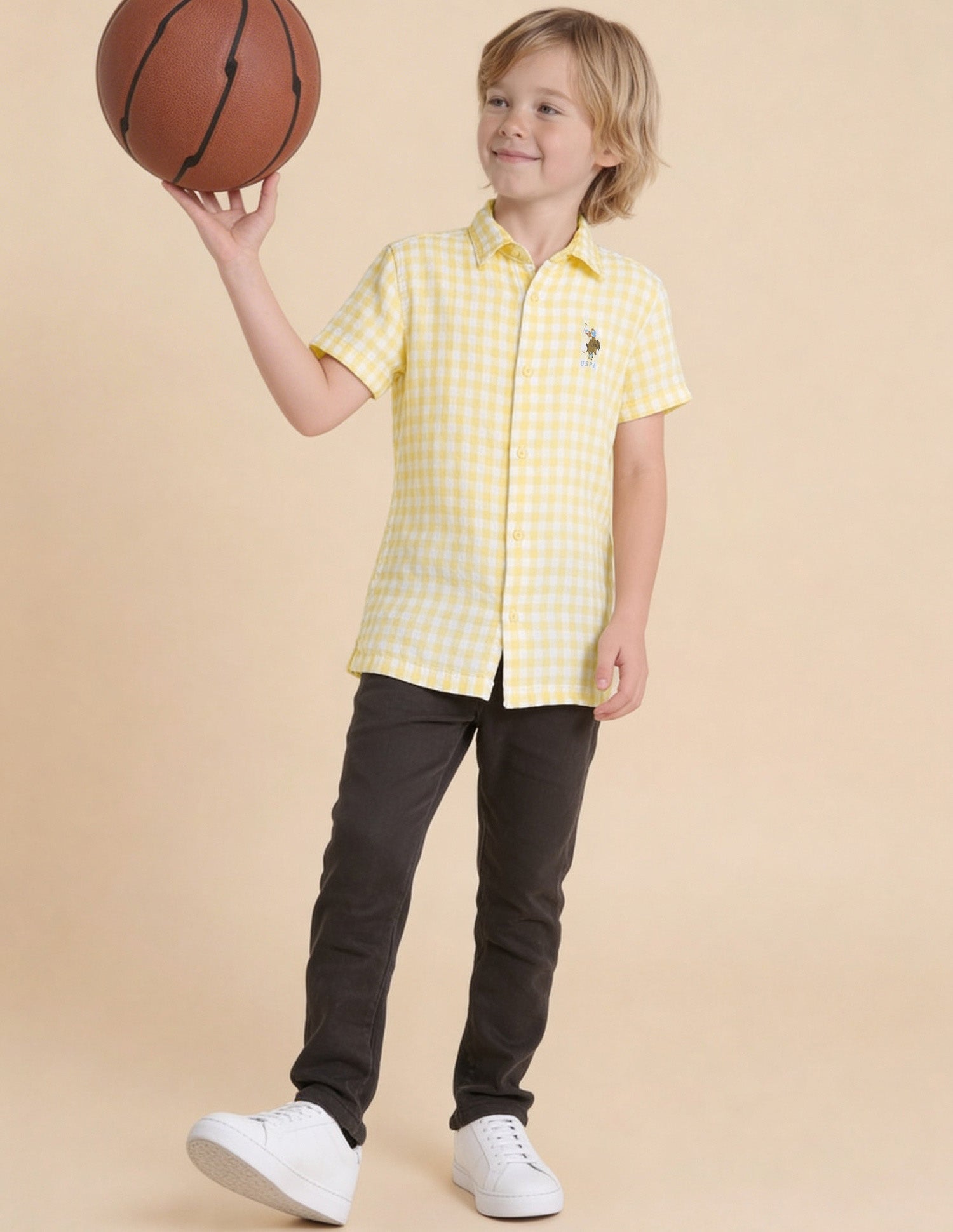 Gingham Checked Regular Fit Shirt Yellow - U.S. Polo Assn. India | Large