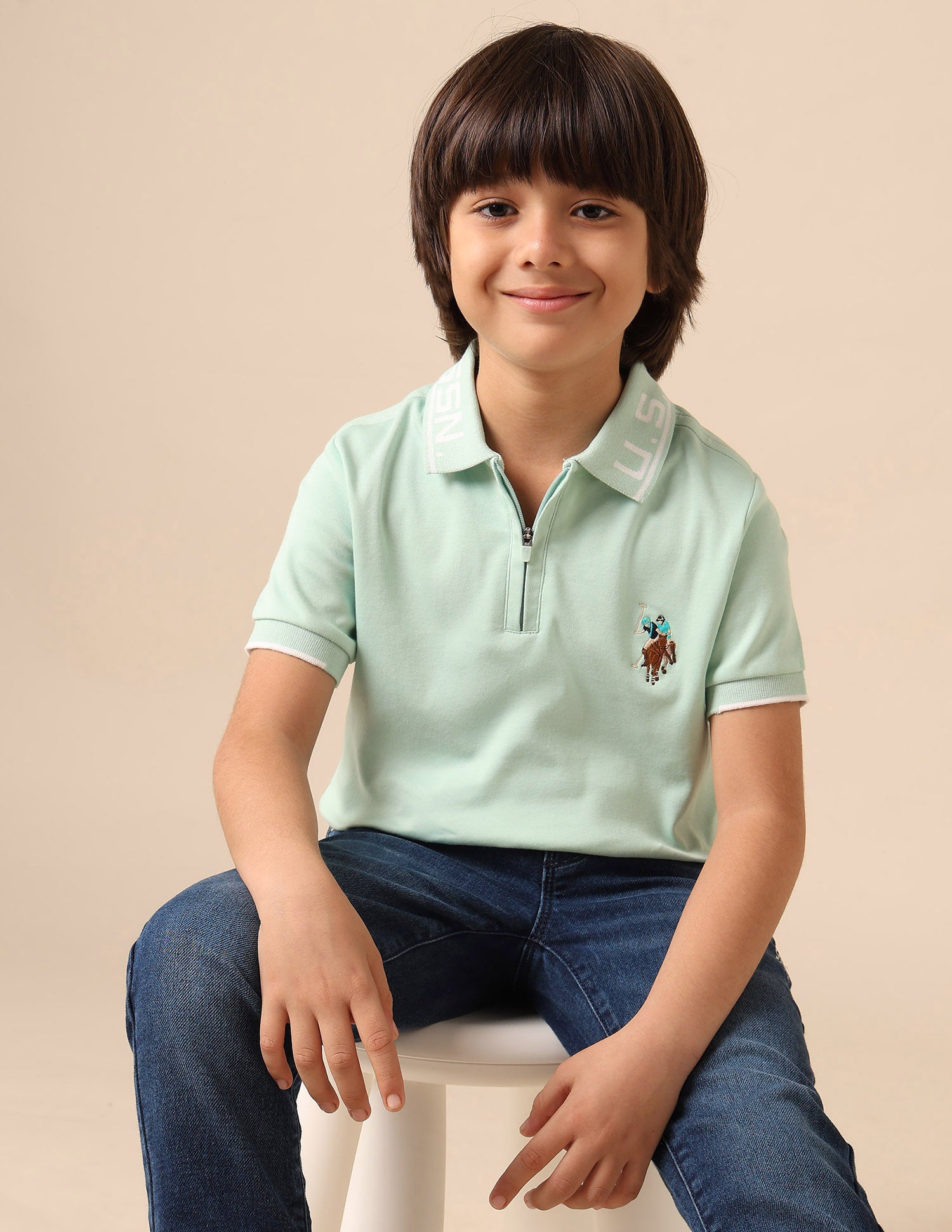 Boys Solid Pure Cotton Polo Shirt