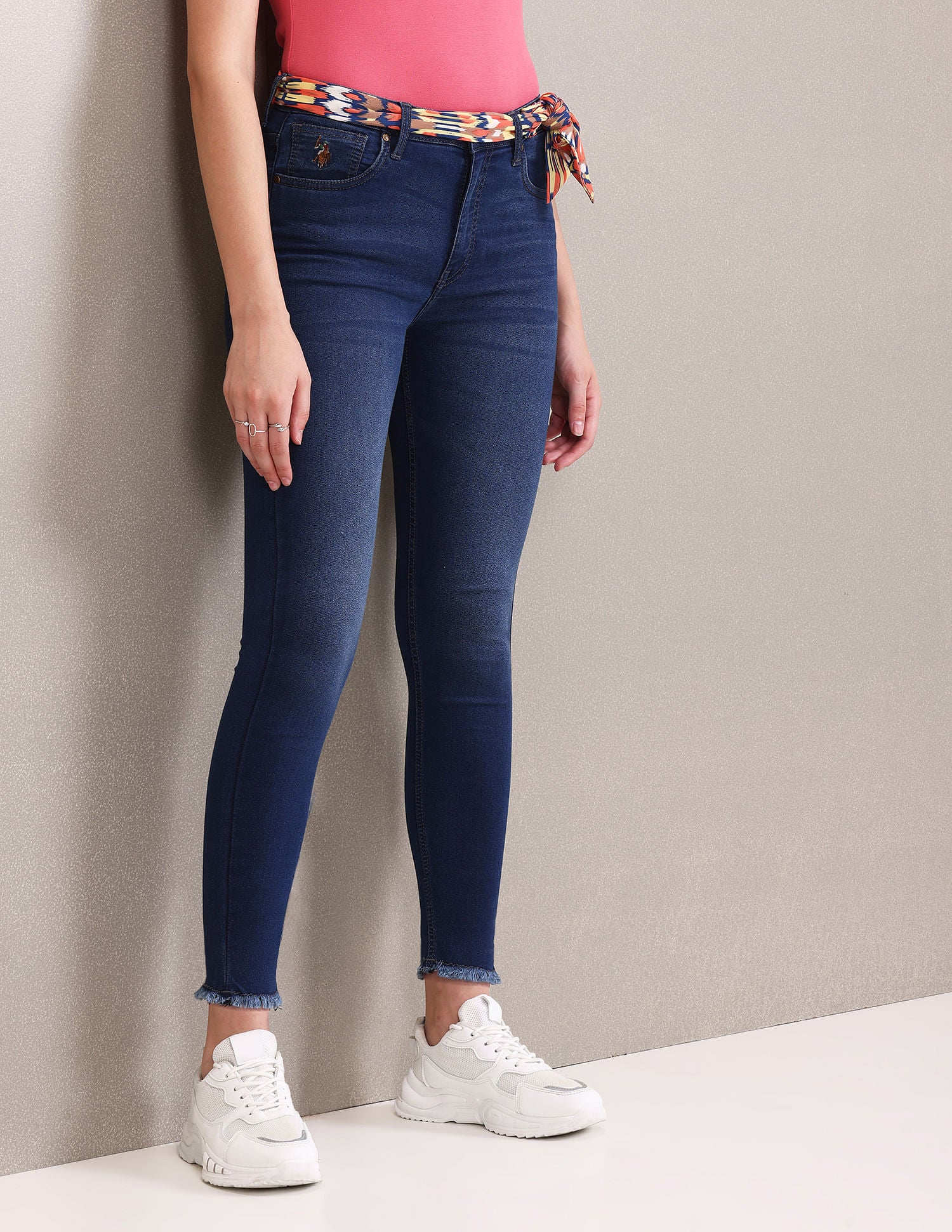 High Rise Stone Wash Jeans Blue - U.S. Polo Assn. India | Large