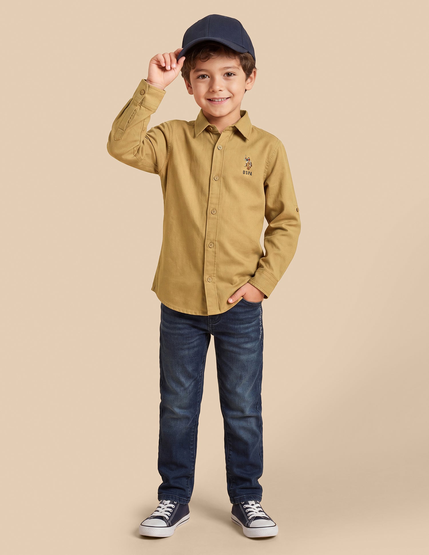 Solid Twill Shirt Khaki - U.S. Polo Assn. India | Large