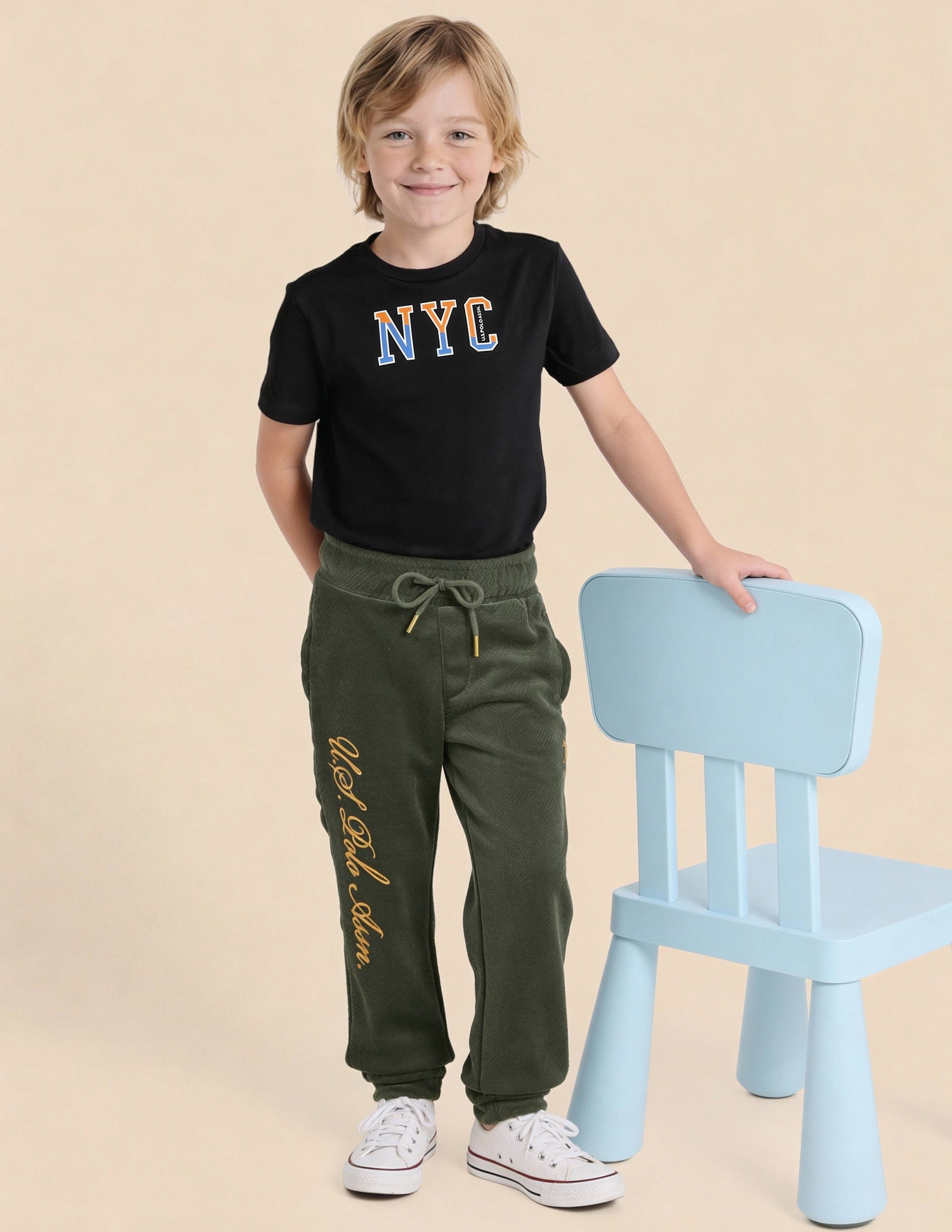 Boys Brand Embroidered Regular Fit Joggers