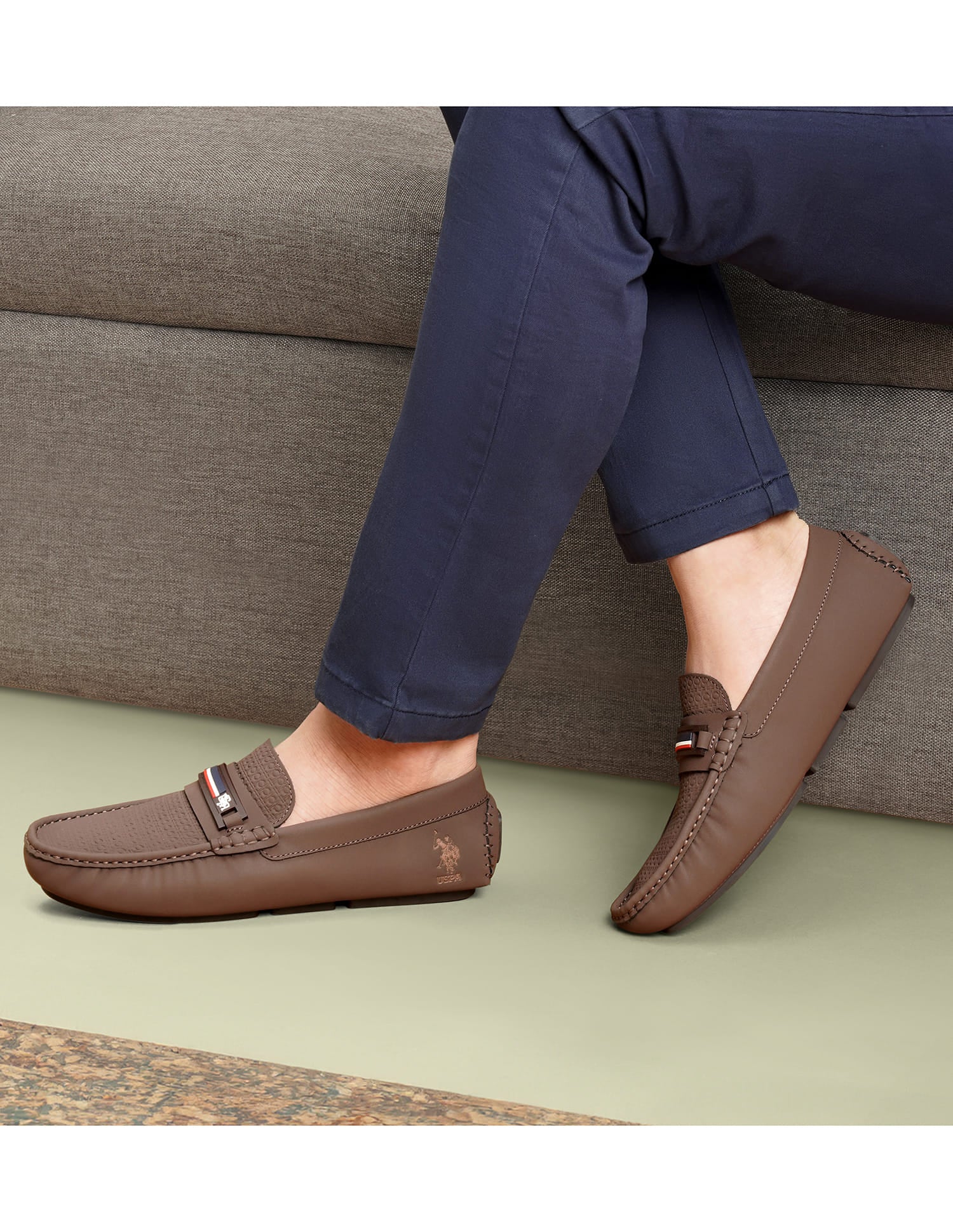 Men Teno Textured Loafer Brown - U.S. Polo Assn. India | Large