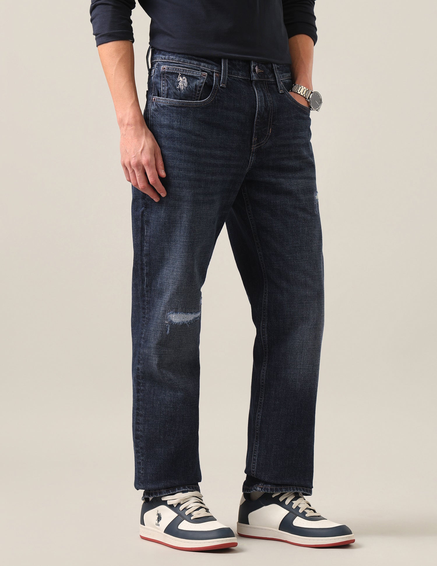 Shawn Relaxed Fit Blue Jeans Dark Blue - U.S. Polo Assn. India | Large