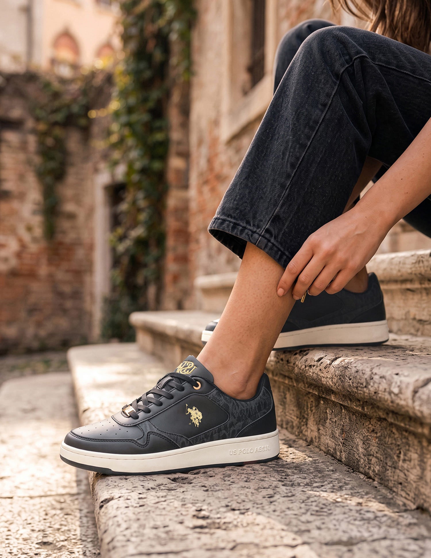 Ira Monogram Printed Sneakers Black - U.S. Polo Assn. India | Large