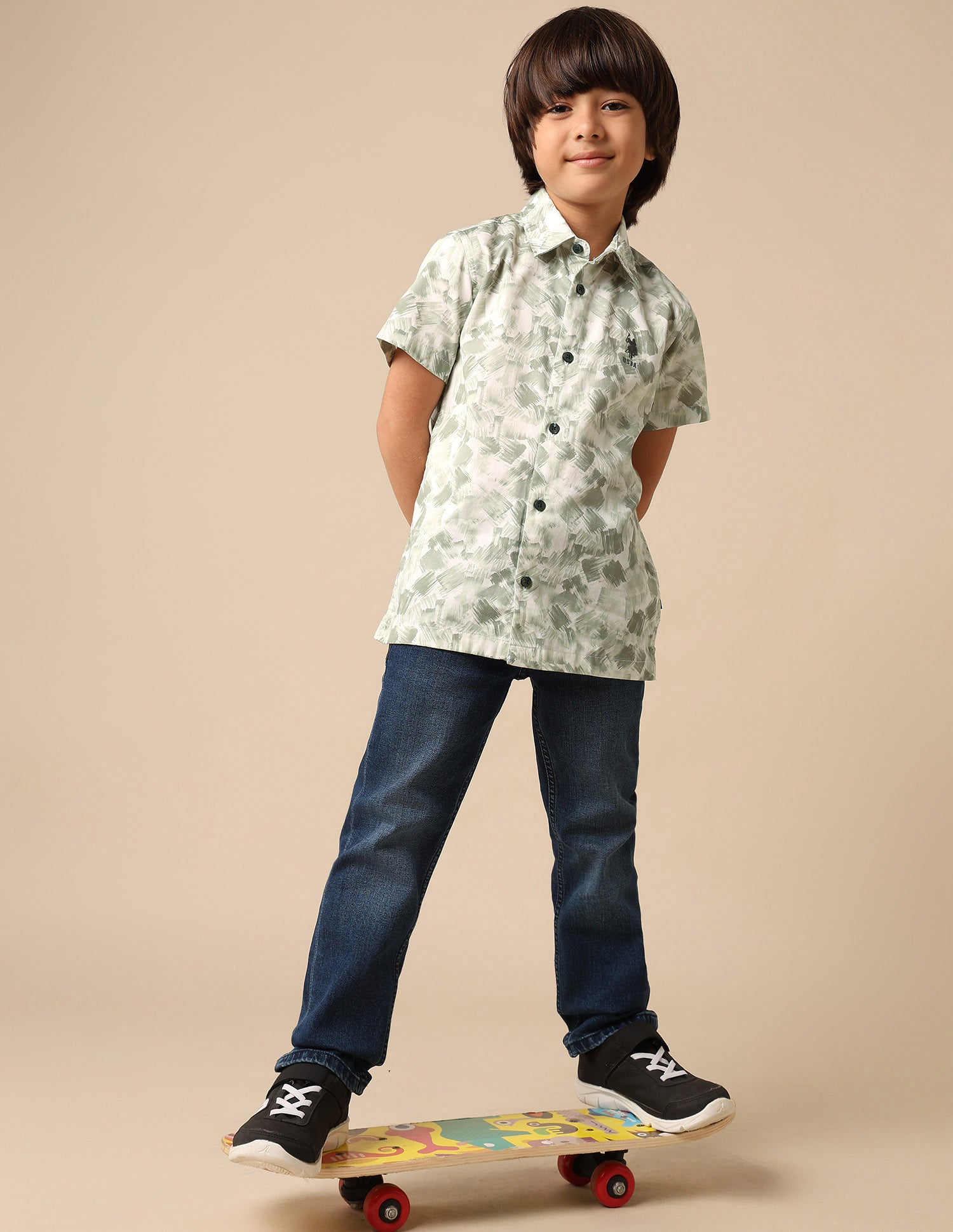 Boys Abstract Printed Satin Shirt