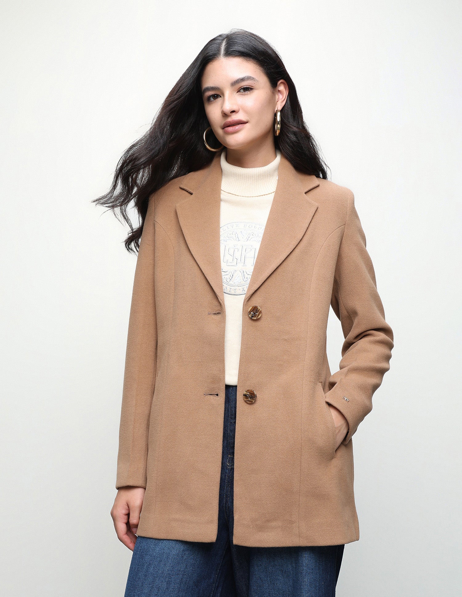 Solid Fitted Longline Jacket Light Brown - U.S. Polo Assn. India | Large